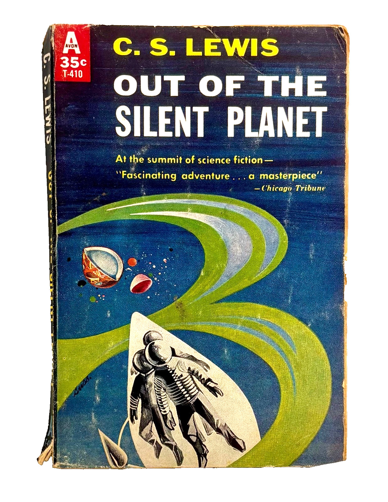 Out Of The Silent Planet C.S. Lewis Avon (1949) PB T-127 Cover by Art Sussman