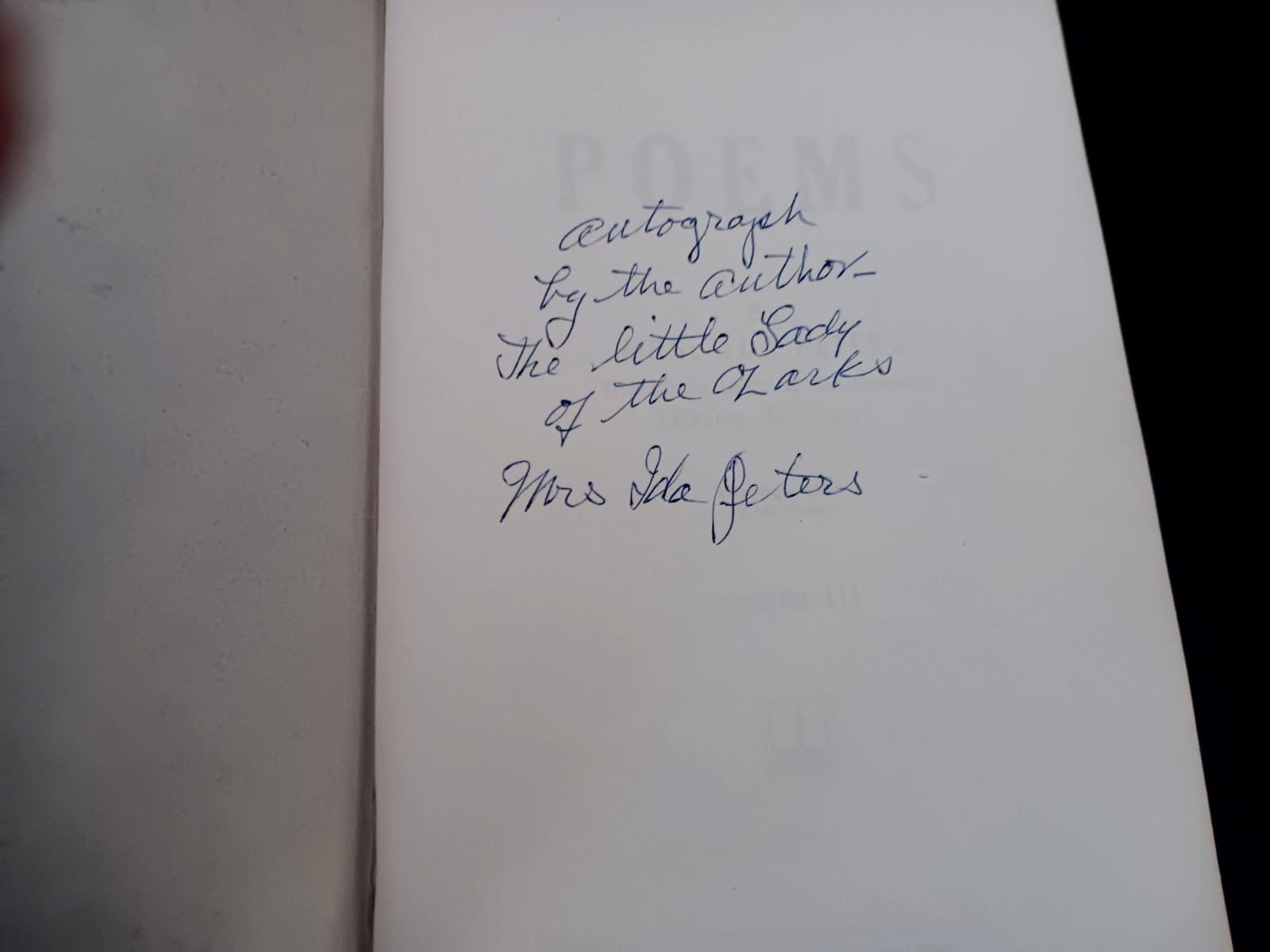 Poems by the Little Lady of the Ozarks Volume Number III Signed Ida Peters
