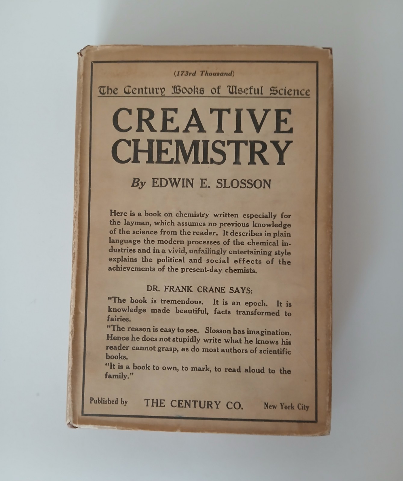 Creative Chemistry Edwin Slosson 1919 HC Antique Dust Jacket Century Co Antique