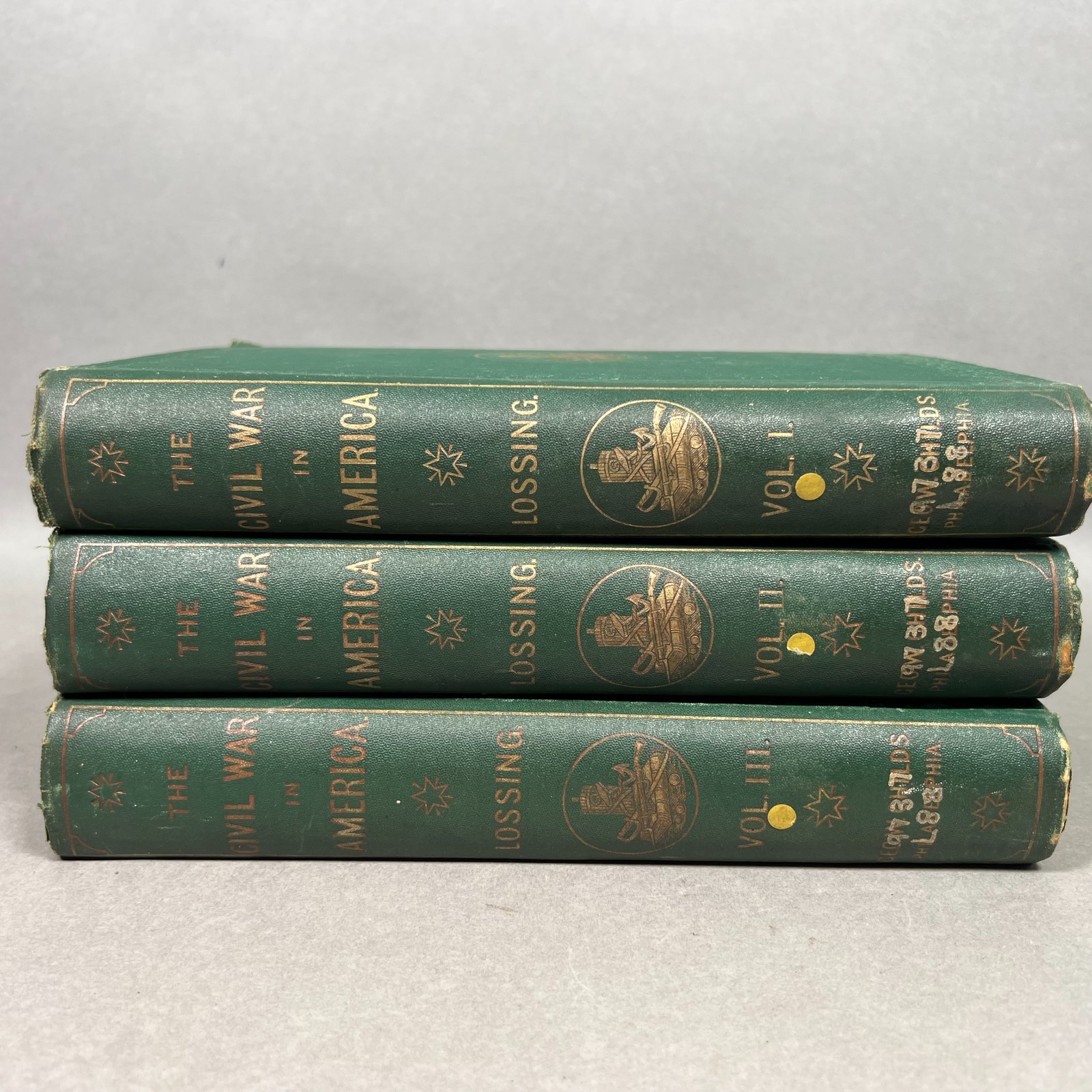 1866 Pictorial History of the Civil War in America Benson Lossing 3 Vol. Set Lot