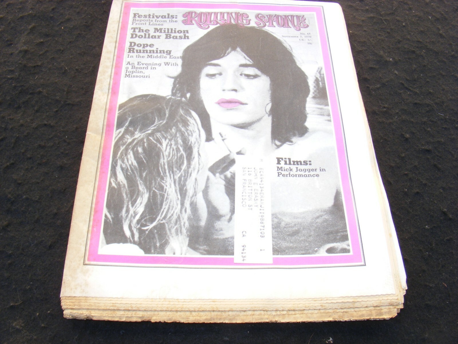 Vintage ROLLING STONE Mick Jagger Cover September 3 1970 Festival Express DYLAN