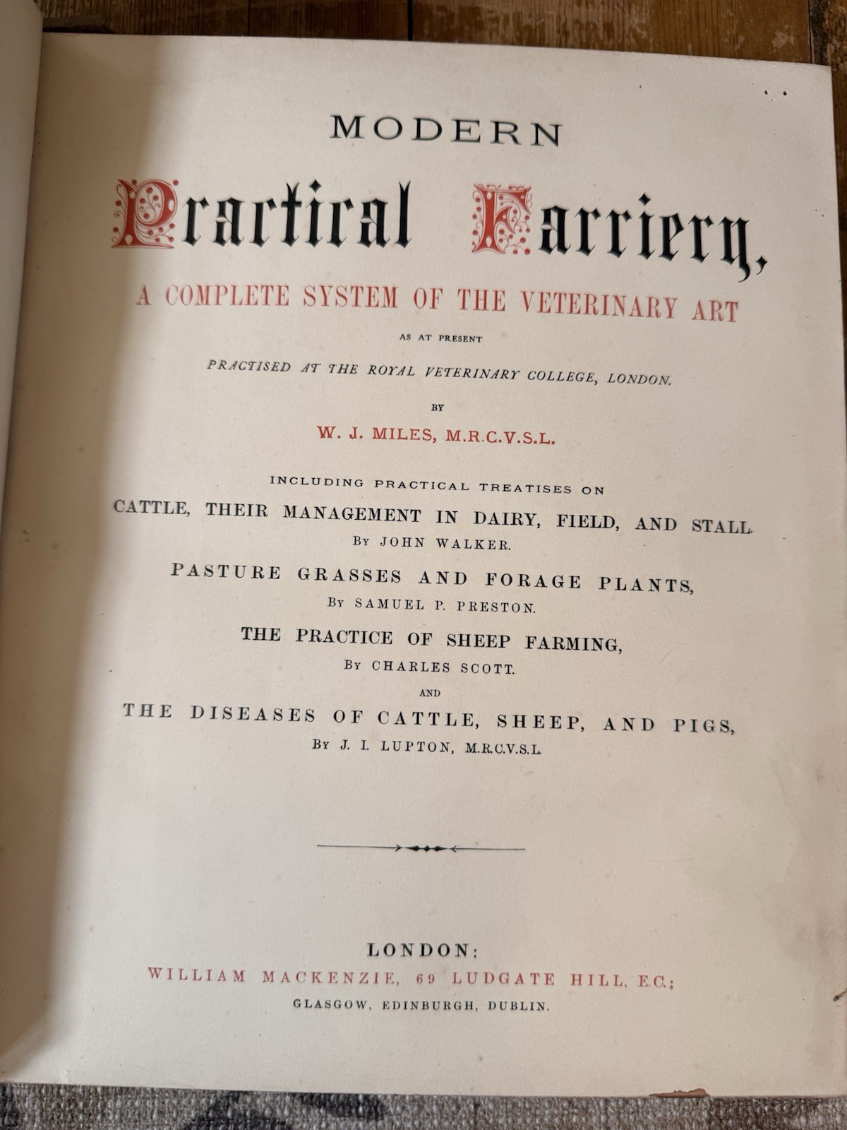 Antique Equestrian Reference Book Modern Practical Farriery Victorian Leather