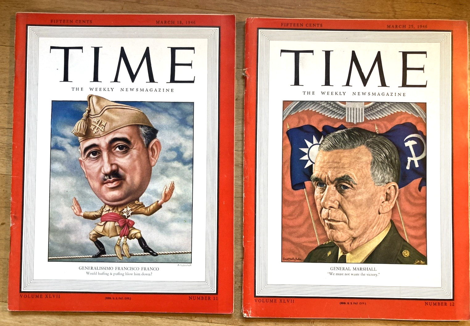 TIME MAGAZINEs-MARCH-1946- 4 ISSUES-MARCH 4, 11, 18, 25-NO LABELS-ALL COMPLETE