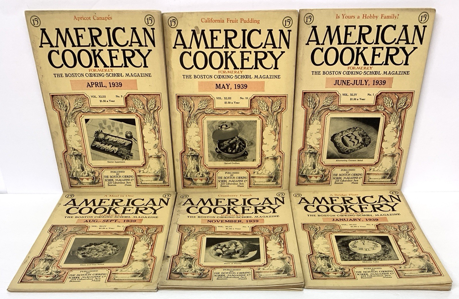 American Cookery Boston Cooking School Magazine 6 Issues 1939 Recipes 384 Pages