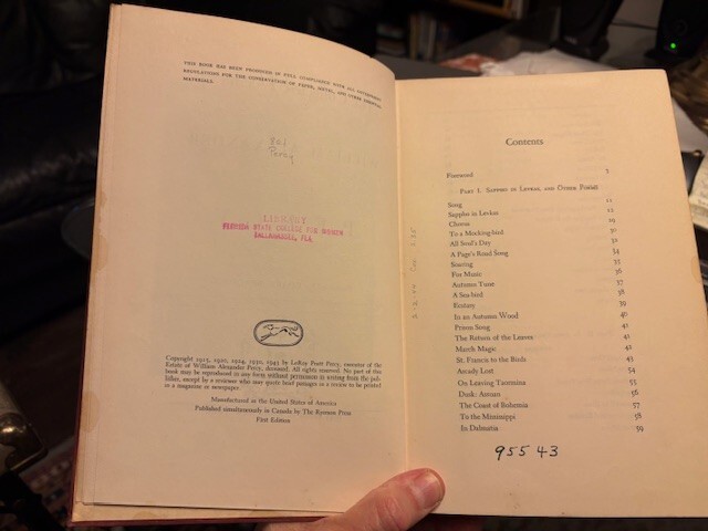 *THE COLLECTED POEMS OF WILLIAM ALEXANDER PERCY* HC/1st Edition STATED VG 1943