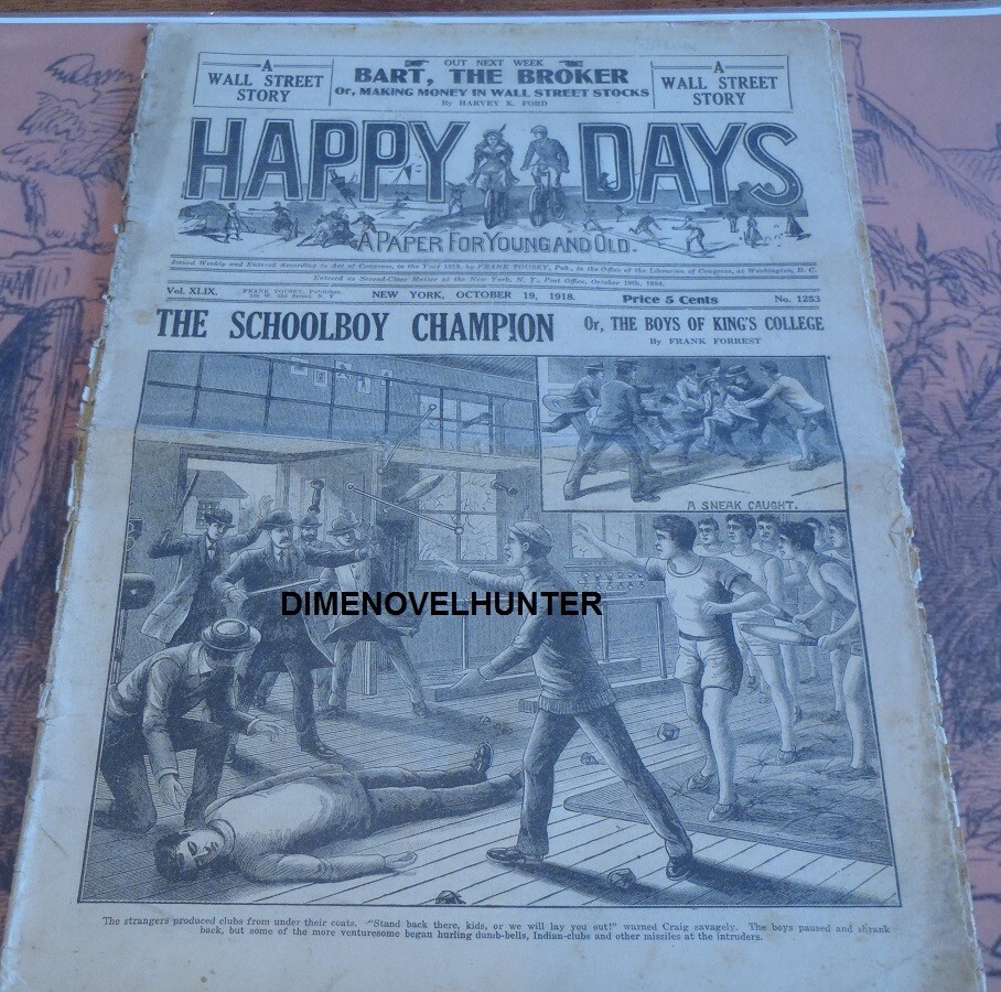 OLD KING BRADY & GYM STORY FRANK TOUSEY HAPPY DAYS #1253 1918 DIME NOVEL