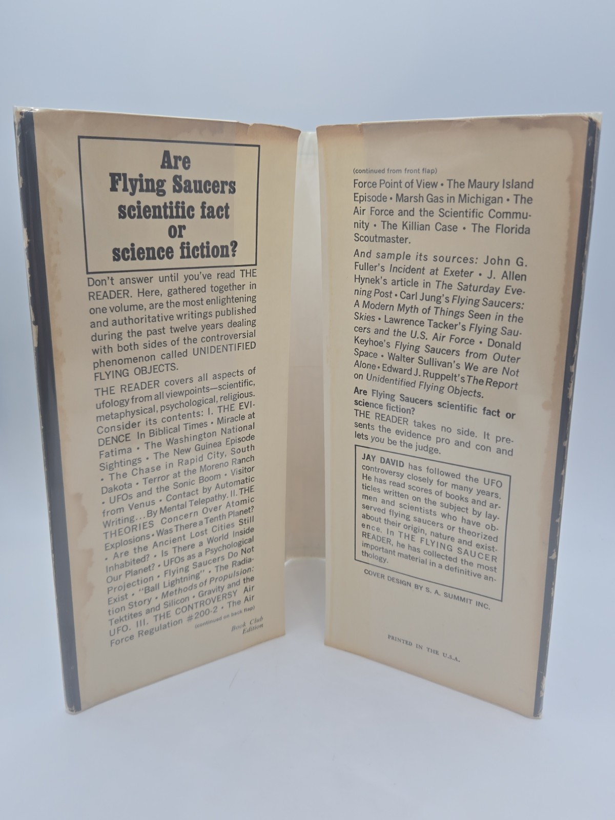 The Flying Saucer Reader by Jay David 1967 BCE Sci-fi UFO Aliens Outer space HC