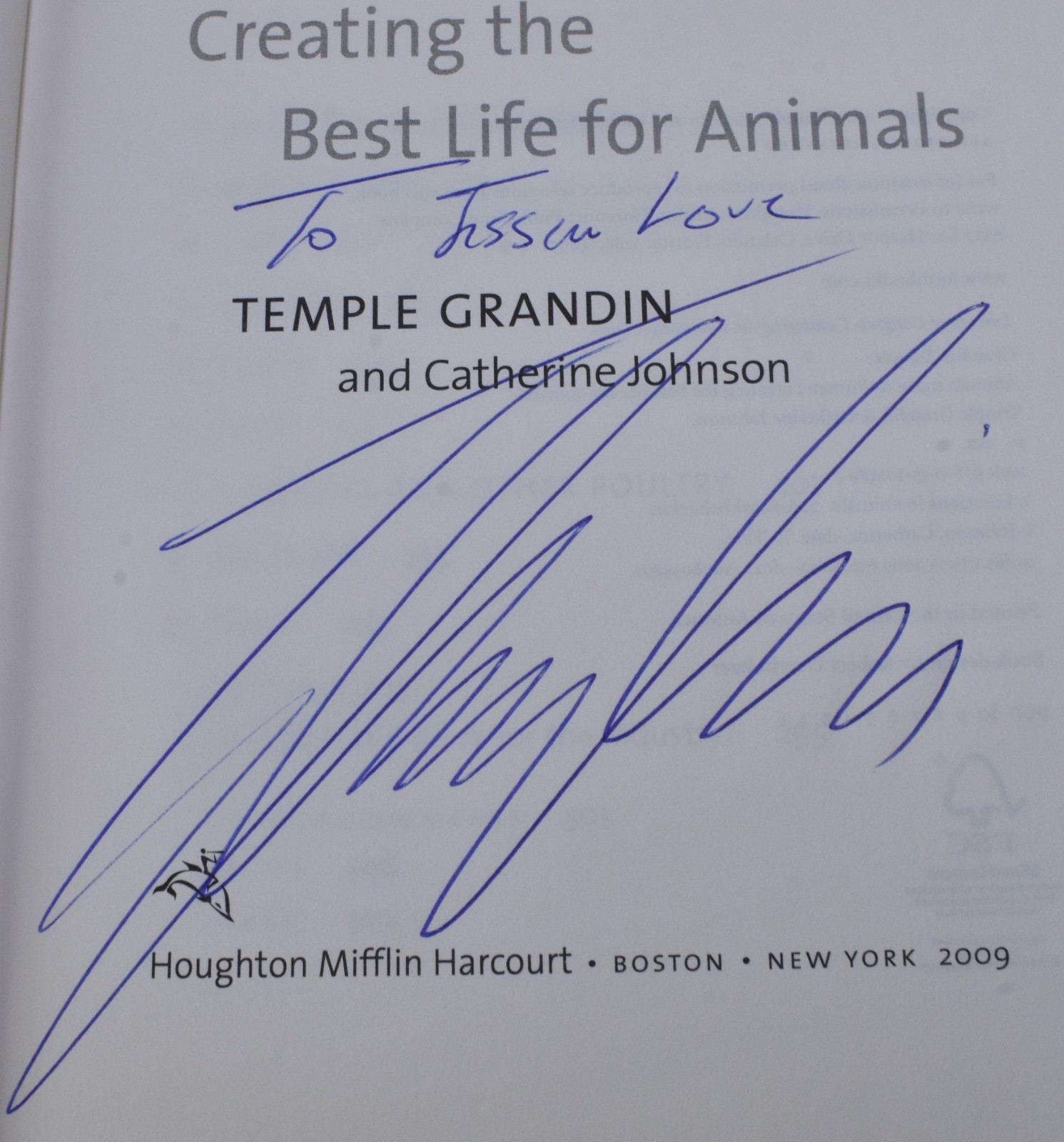 2009 TEMPLE GRANDIN SIGNED ANIMALS MAKE US HUMAN 1st Edition Fine HCDJ