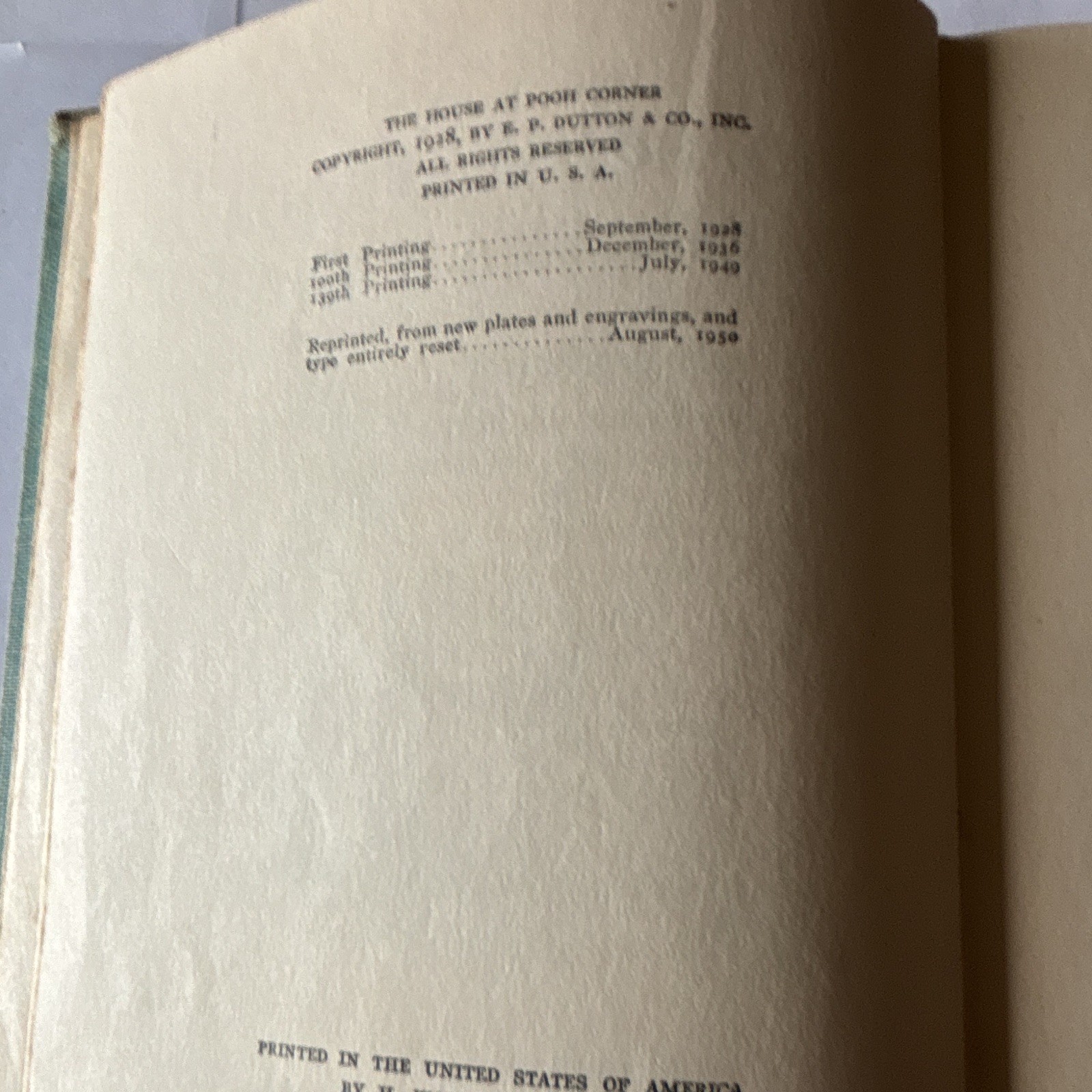 A.A. Milne The House at Pooh Corner Hardcover Illustrated E.P. Dutton & Co.