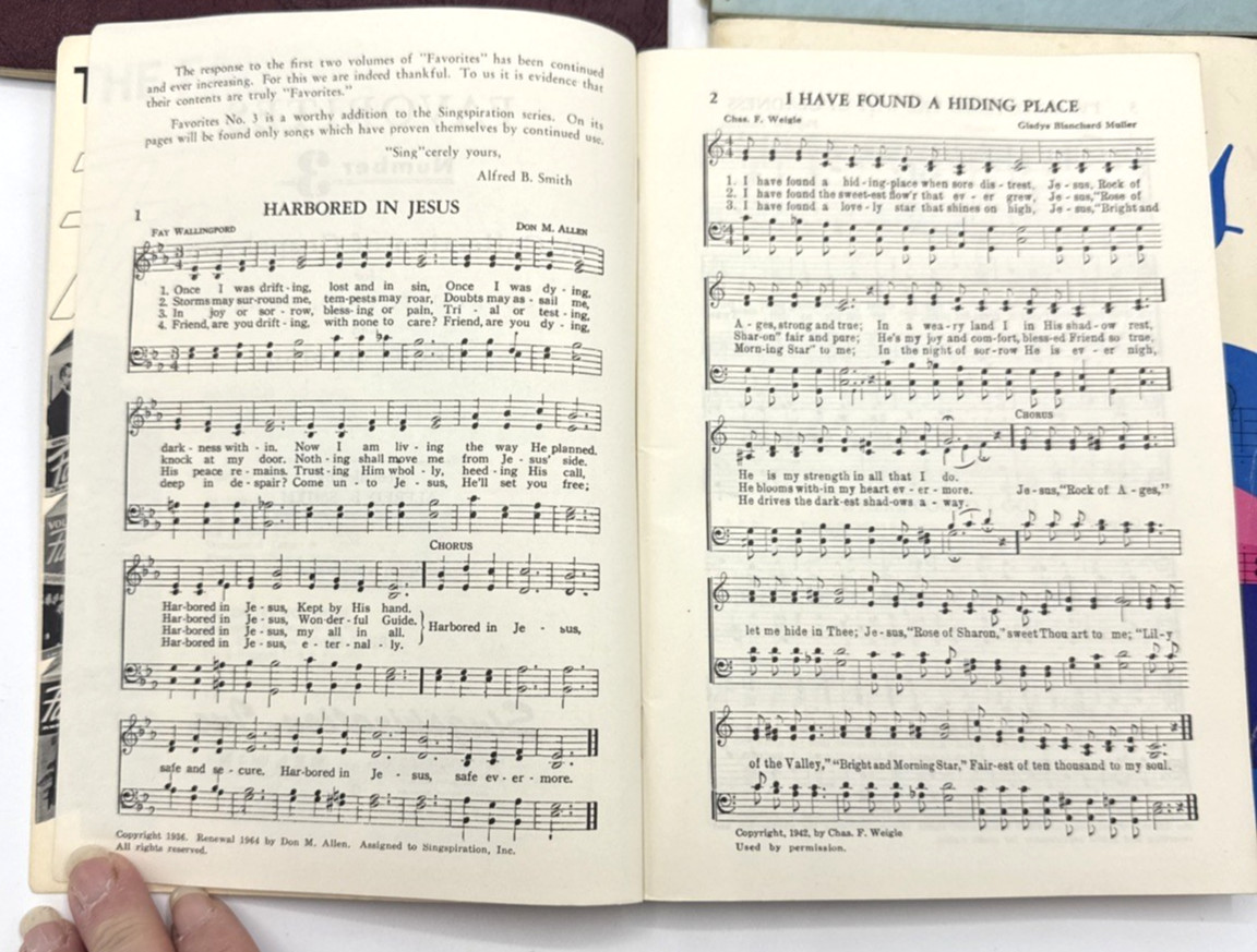 Lot of 4 Gospel Music Books Favorites Number 6 & Vol Three Special Songs Sacred