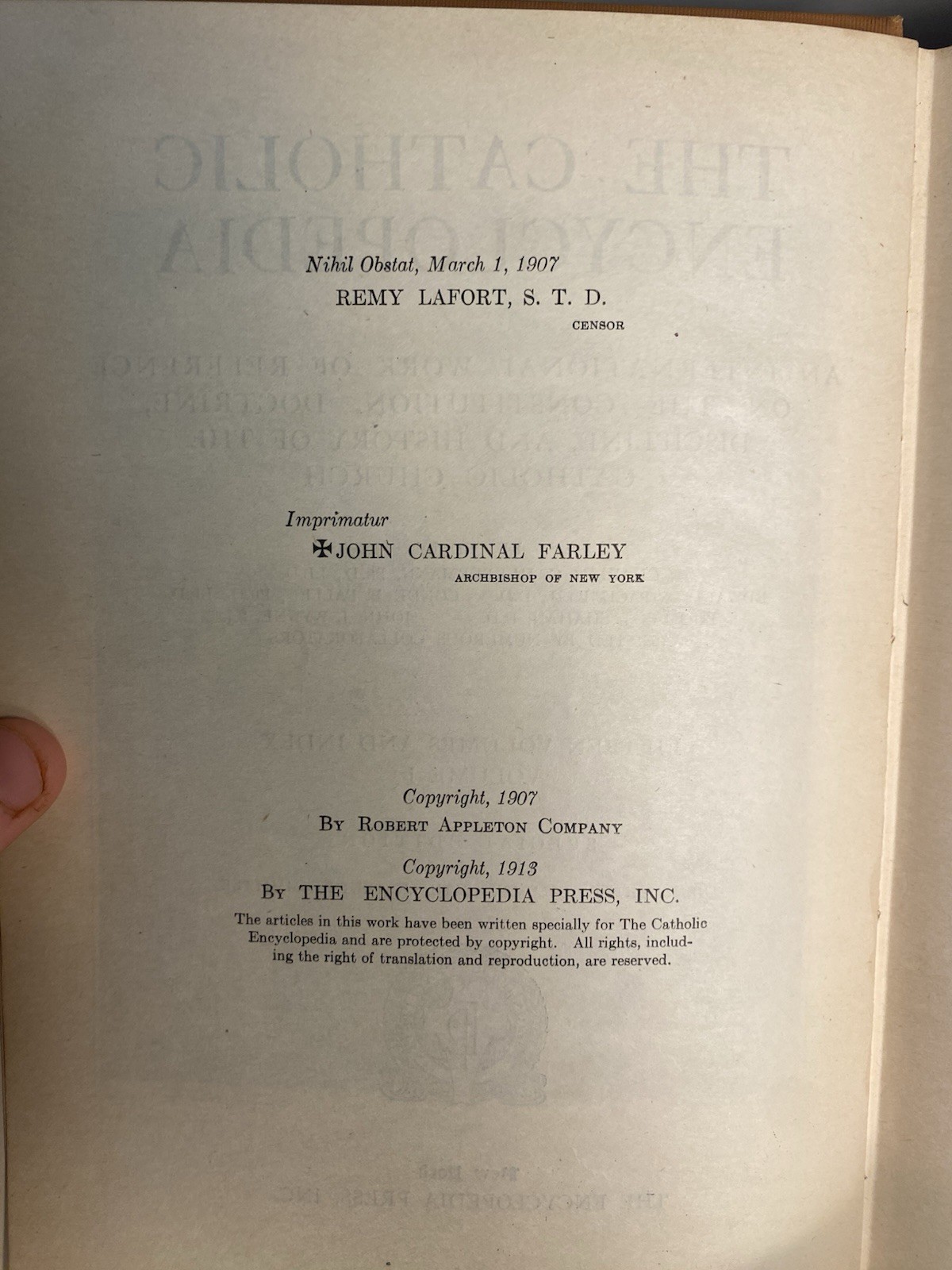 The Catholic Encyclopedia Special Edition 1913 Full Set 15 Volumes & Index