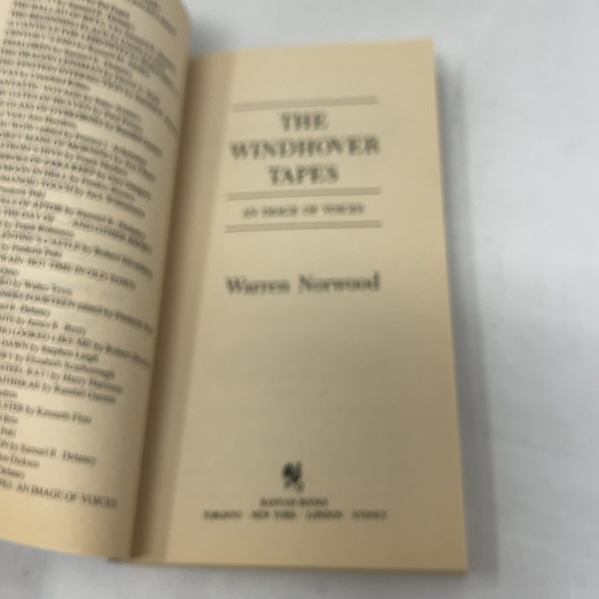 The Windhover Tapes by Warren C. Norwood PB First Edition Like New 1982