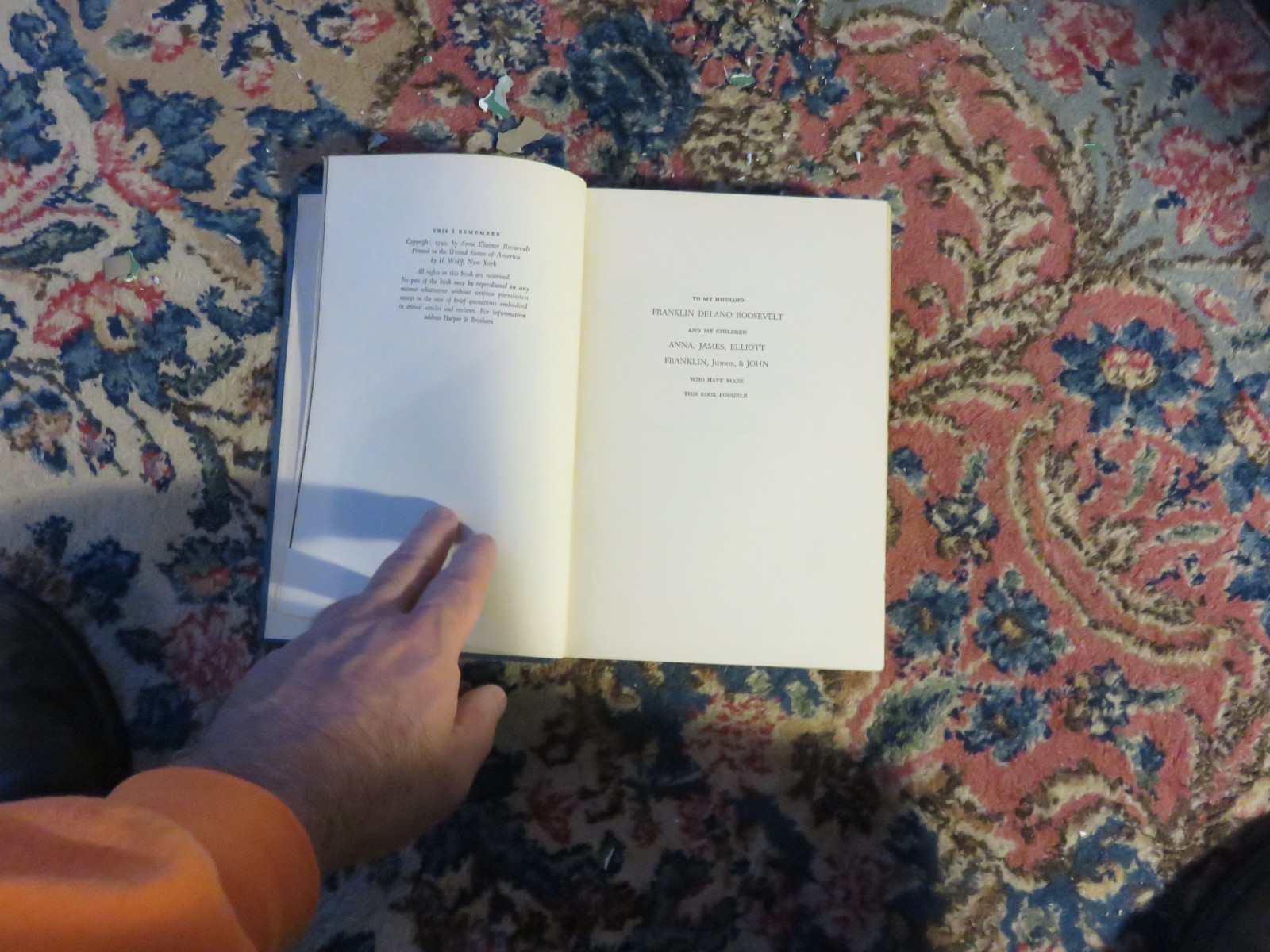 “This I Remember“ Eleanor Roosevelt 1949 1st Edition with photos