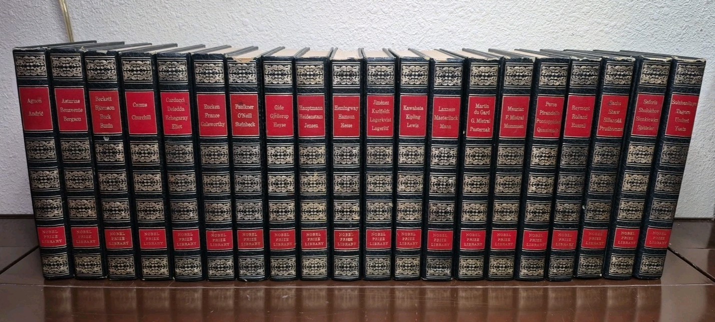 Complete Vintage Nobel Prize Library 1971 Hard Cover Illustrated 21 Vintage Book