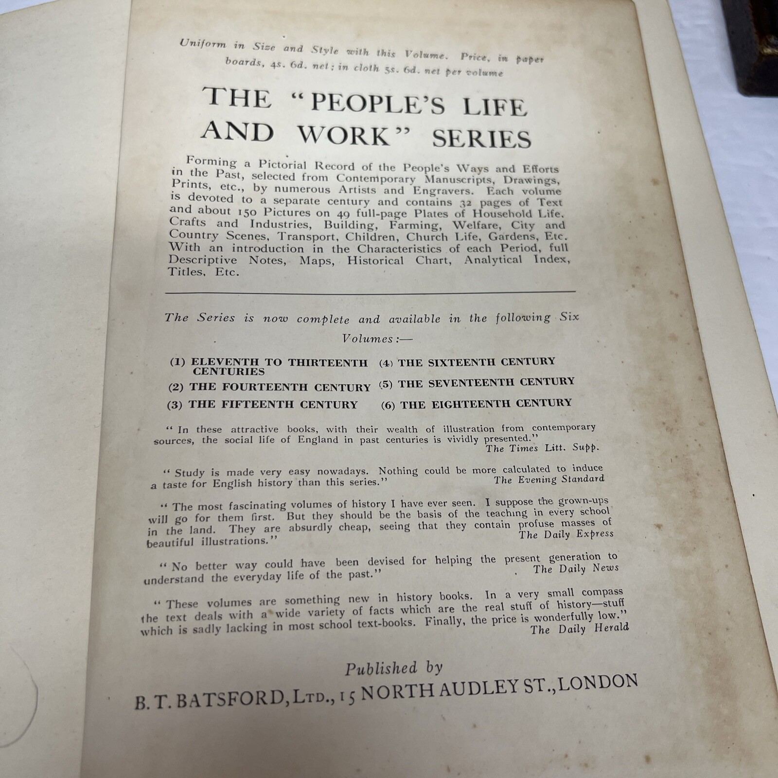 Life And Work Of The People Of England,Volumes I&2,Dorothy Hartley,1931