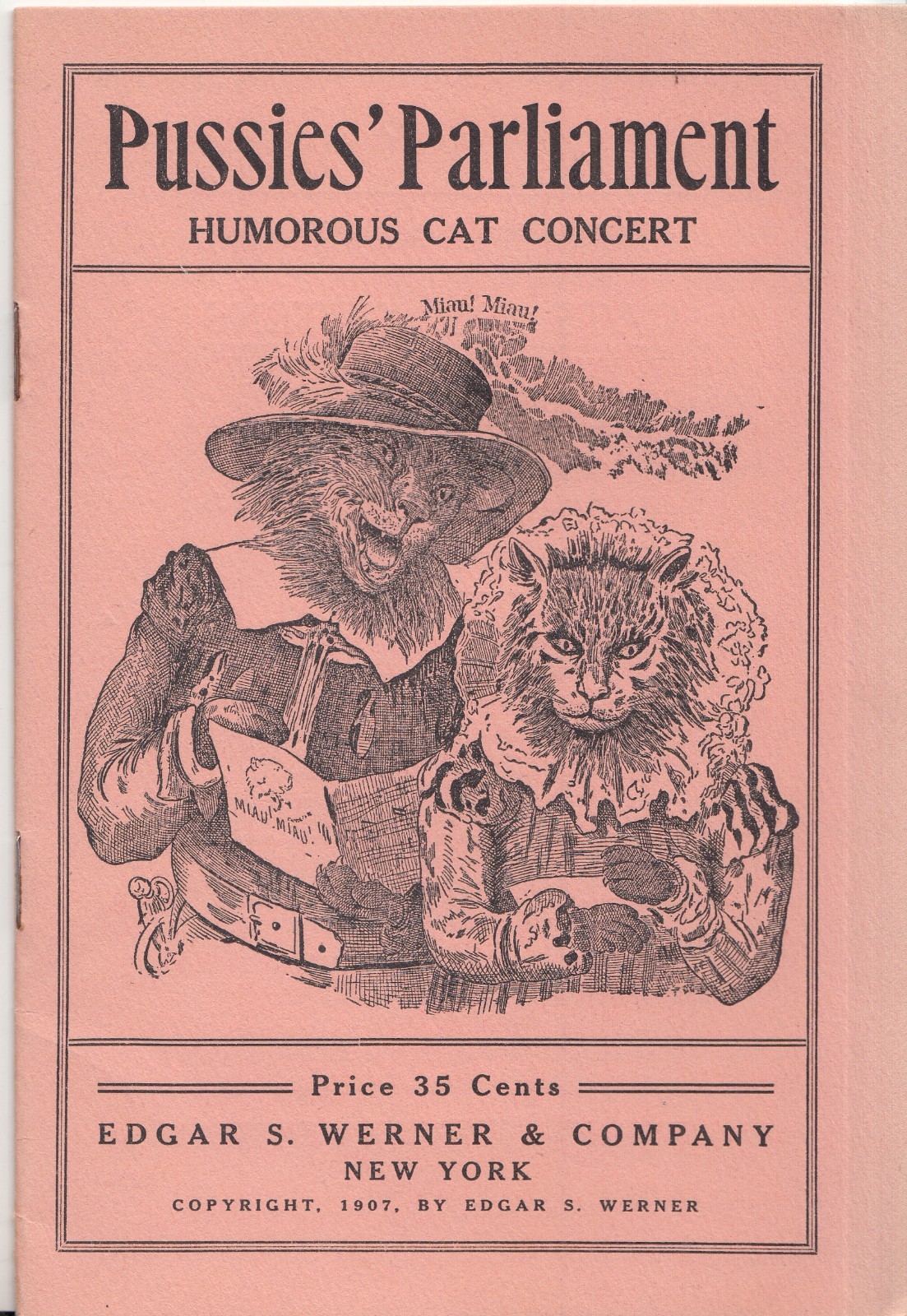 1907 Pussies‘ Parliament Humorous Cat Concert Edgar Werner New York NY