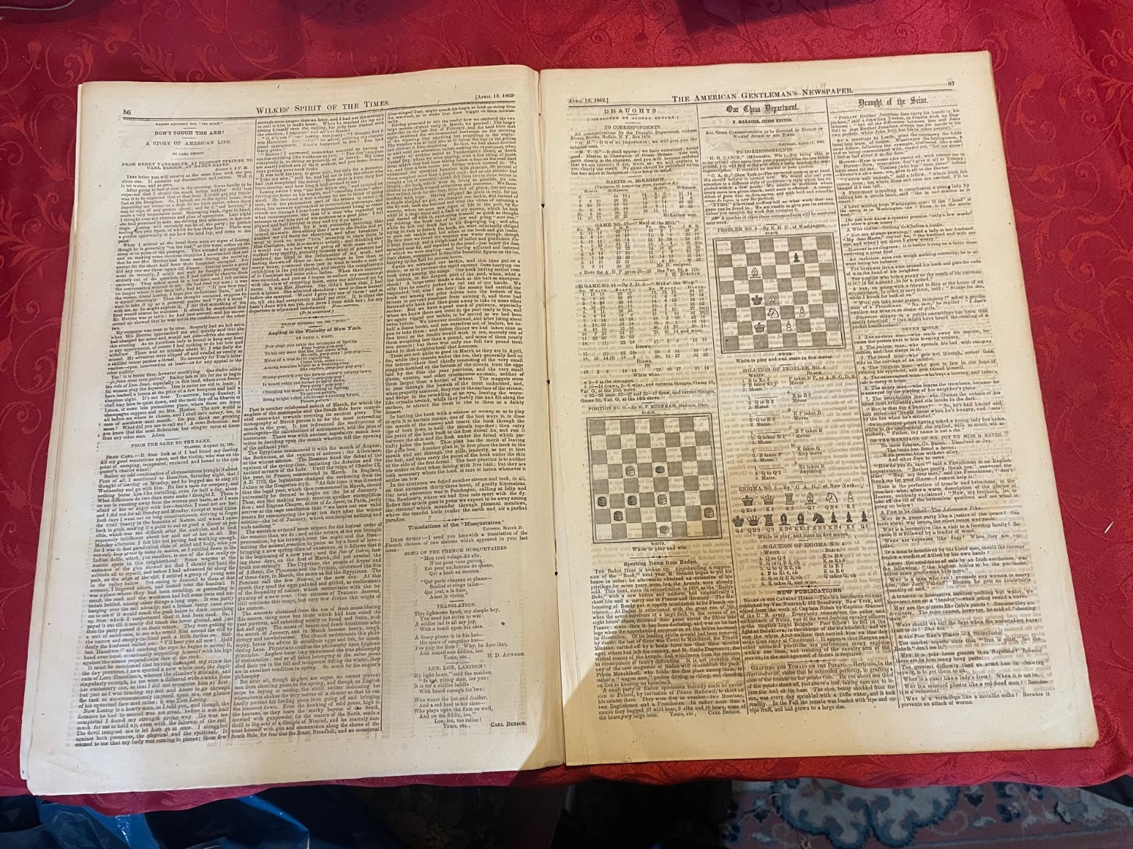 Wilkes’ Spirit Of The Times – Sports/Literature/Stage Newspaper April 12, 1862