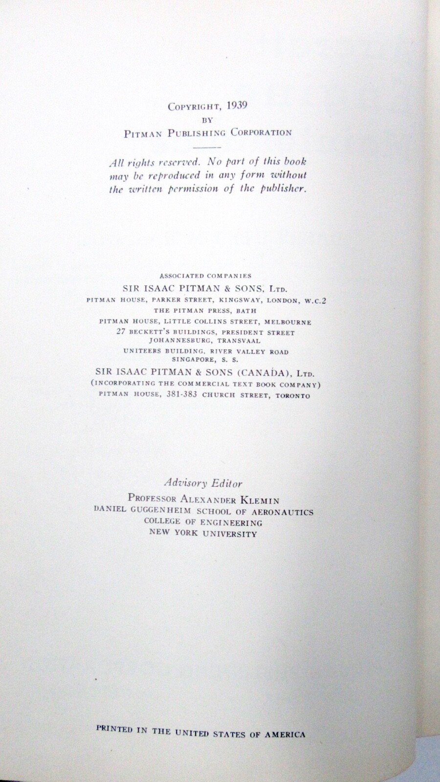 AIRCRAFT ENGINE MAINTENANCE FOR THE ENGINE MECHANIC BRIMM & BOGGESS 1ST ED. 1939