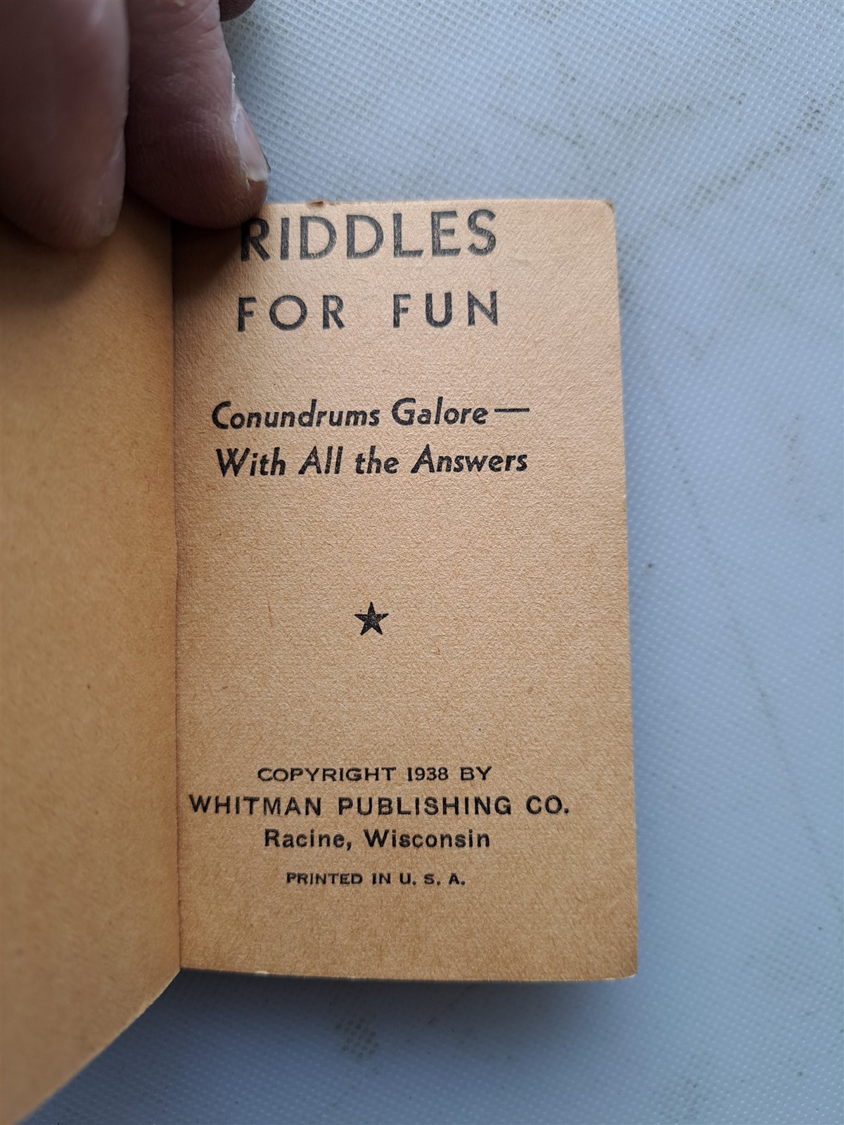 THREE 1938 Whitman Small-Size Books – Ventriloquist, Quiz, Riddles