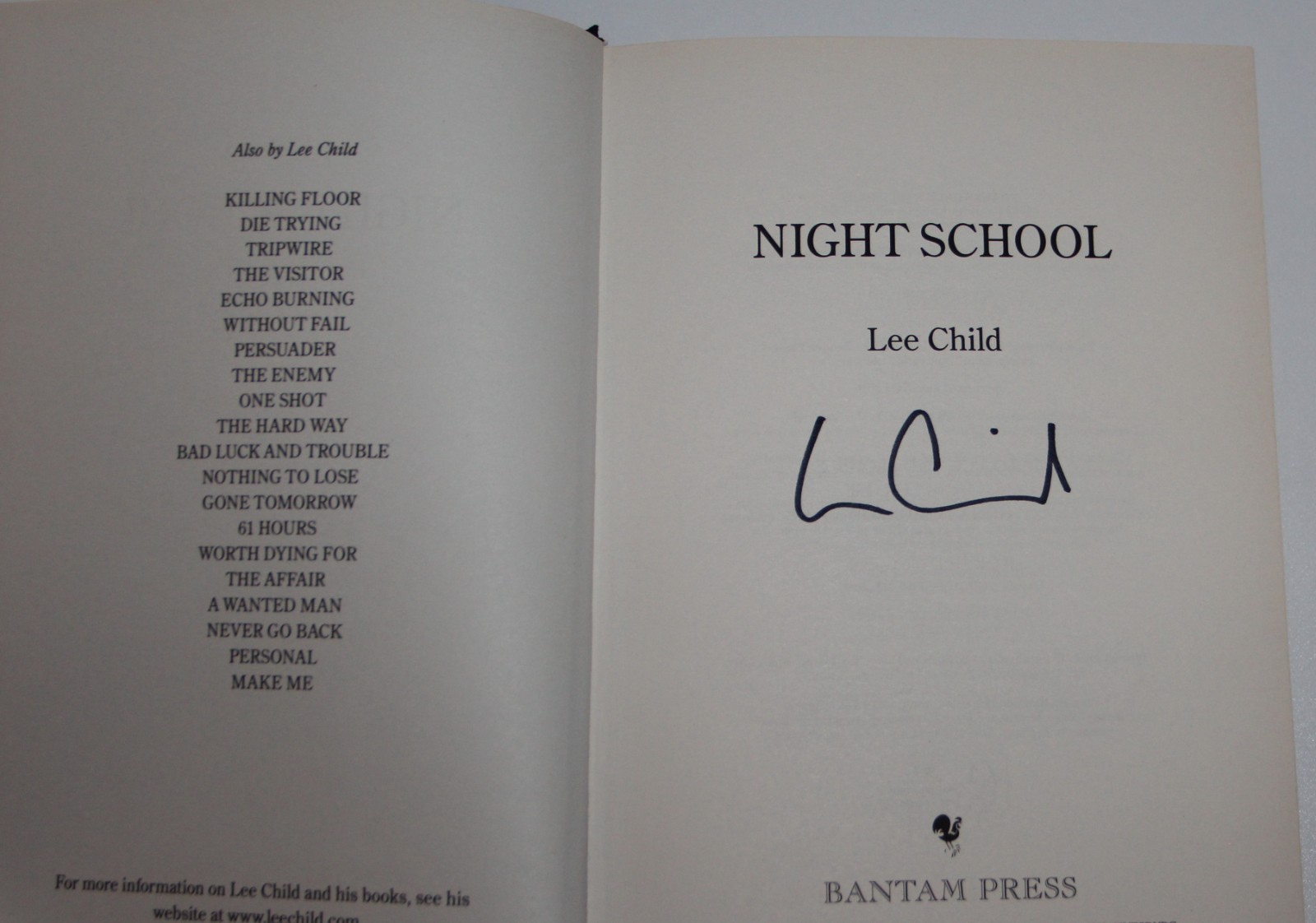 Lee Child Signed First Edition Night School Jack Reacher
