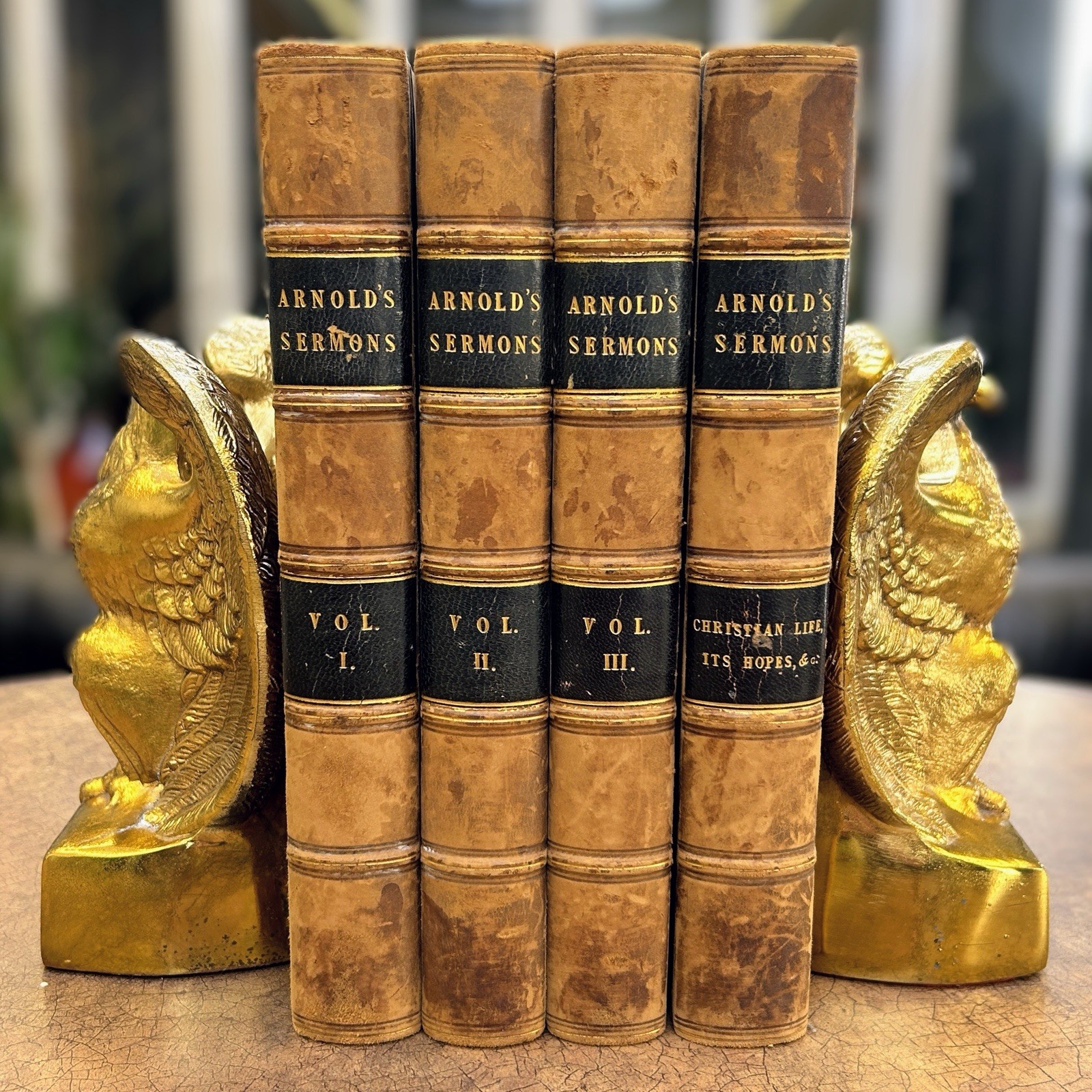 1844 Thomas Arnold Sermons 4 Vol Set Fine Binding Marbled Boards Leather Rugby