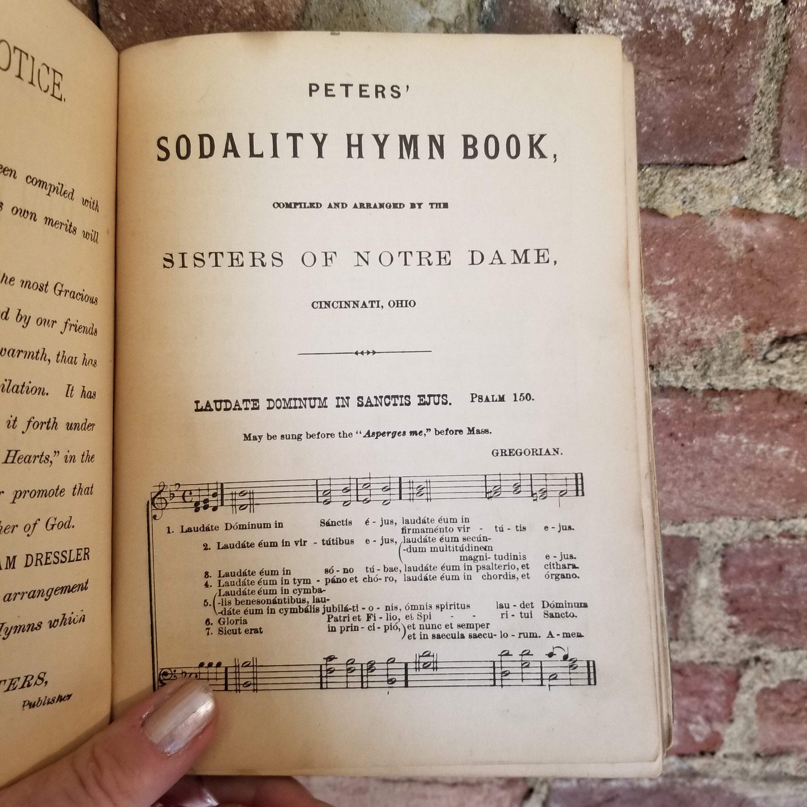 Peters‘ Sodality Hymn Book- Sisters of Notre Dame 1900 Oliver Ditson Co HB