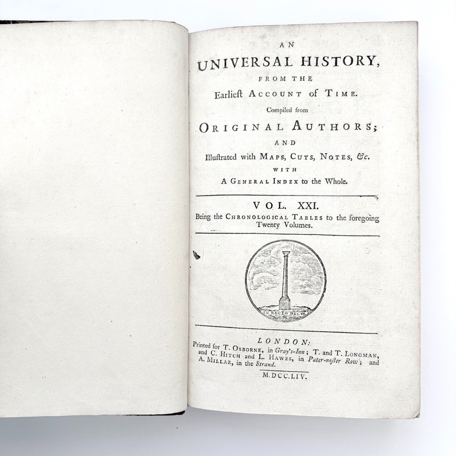 Universal History Volume XXI Chronological Tables 1754 Osborne Antiquarian