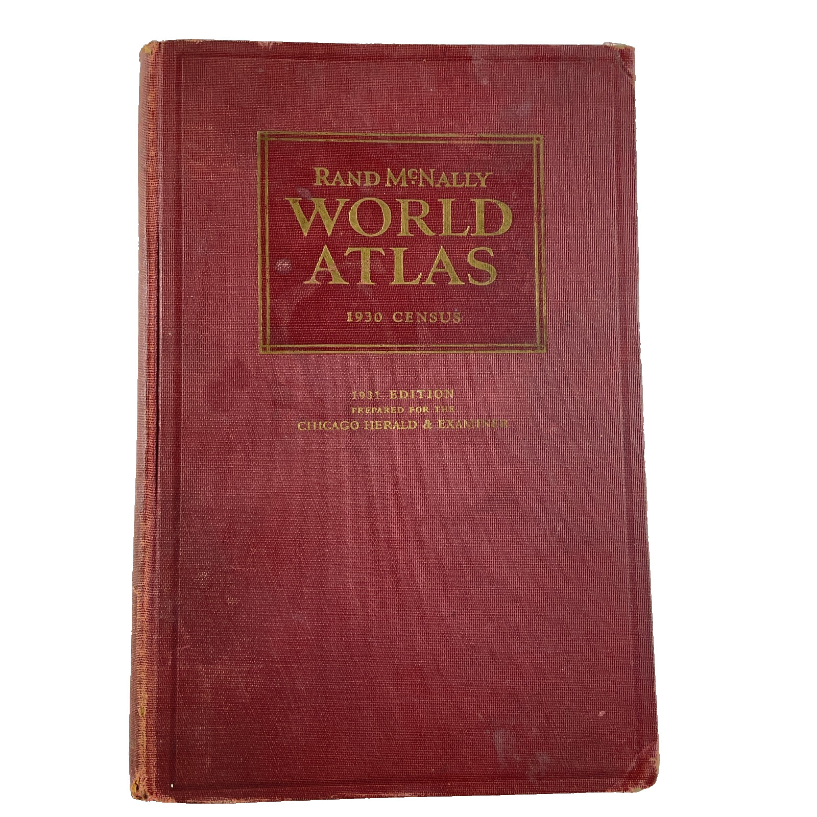 Rand McNally World Atlas 1931 Edition 1930 Census Chicago Herald Examiner Maps