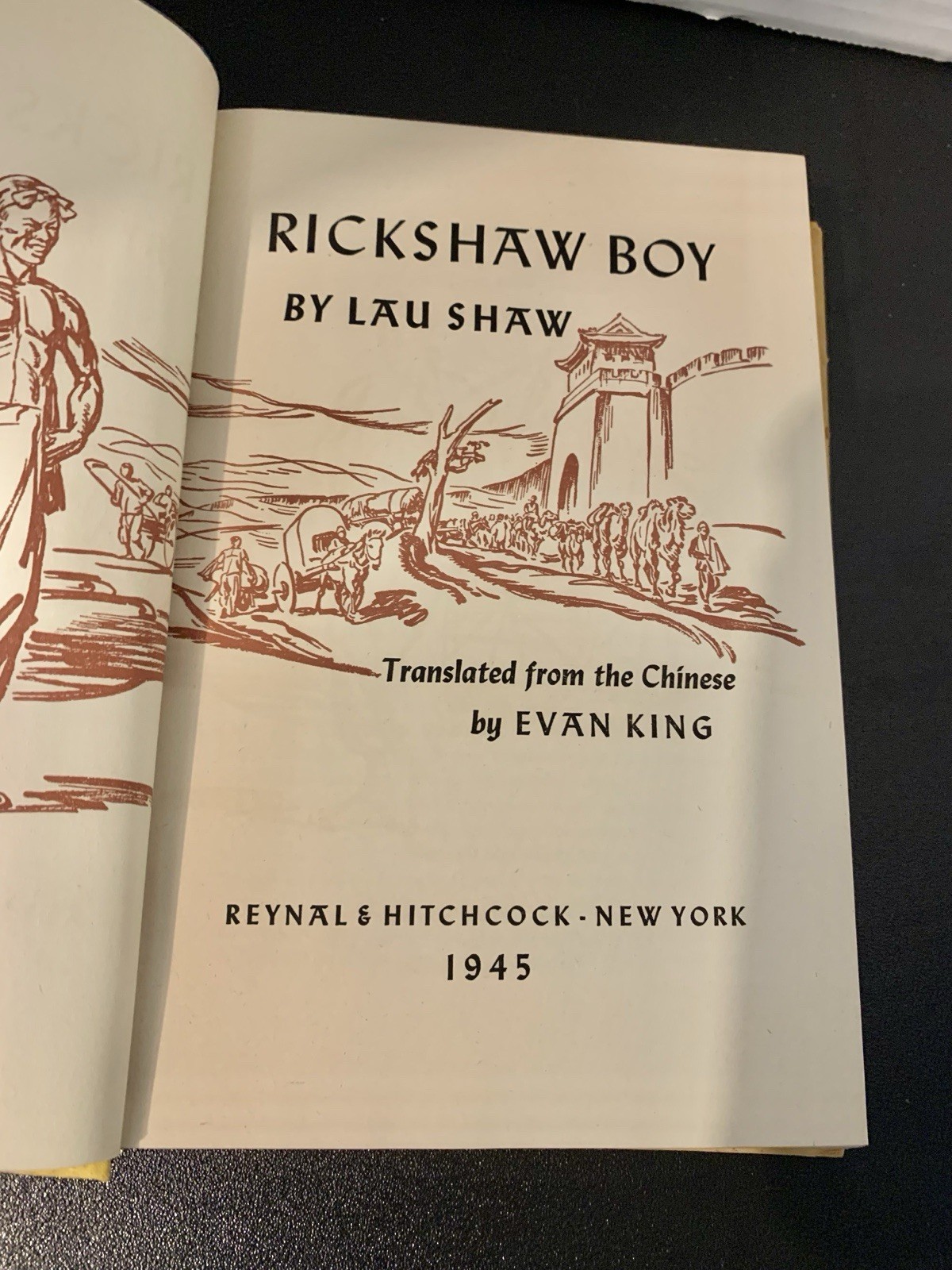 VintageRICKSHAW BOY by Lau Shaw : 1945 Hardcover w/ Jacket : Reynal & Hitchcock