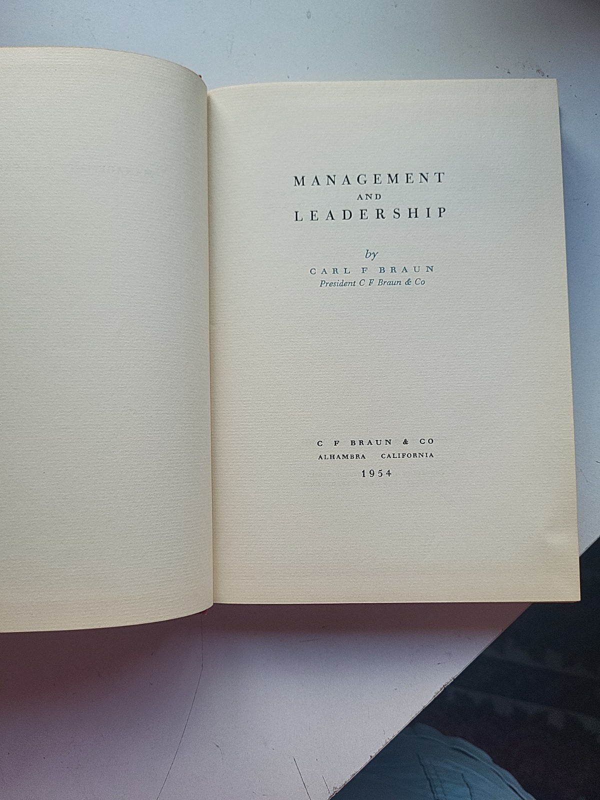 Management and Leadership by Carl F Braun HC 1954 Free Shipping