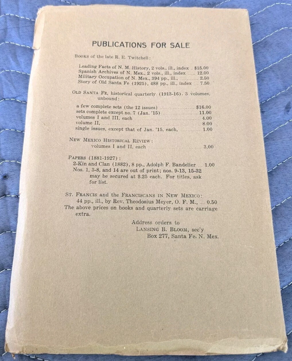 NM Historical Review 1928 Geronimo, William Carr Lane, Barreiro