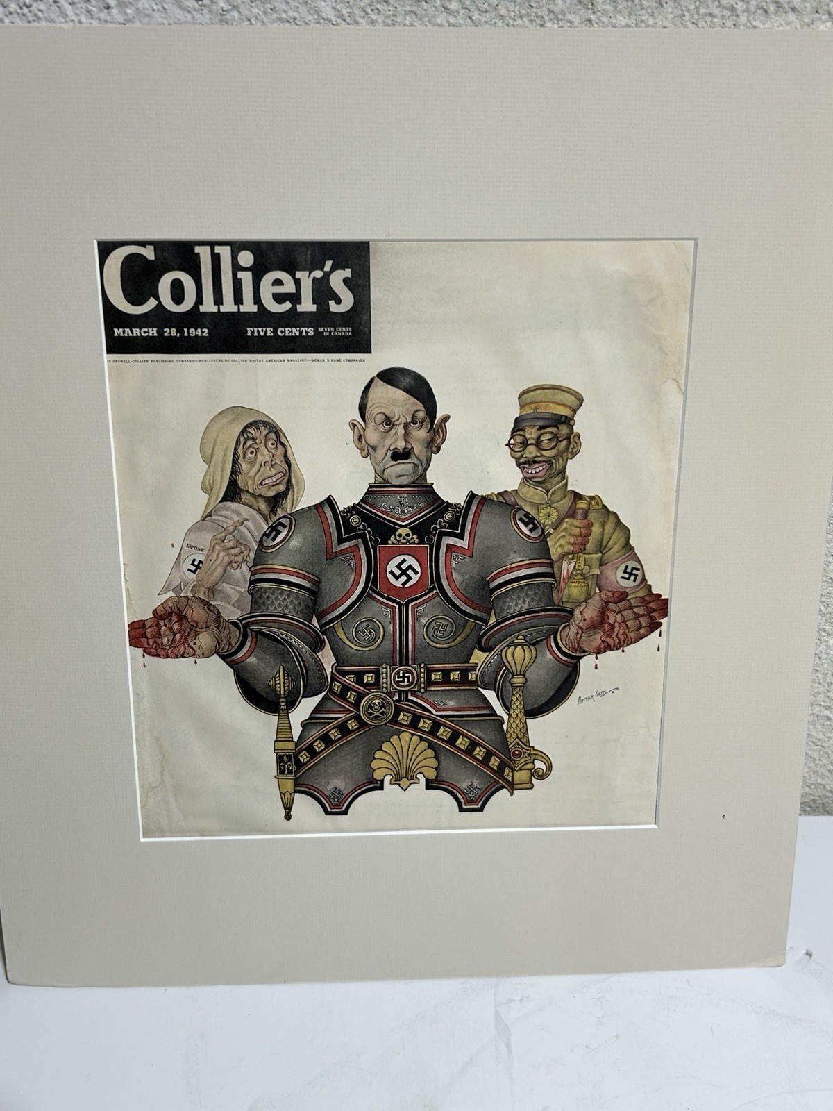 VTG Collier’s Magazine March 28, 1942 Arthur Szyk Cover only matted
