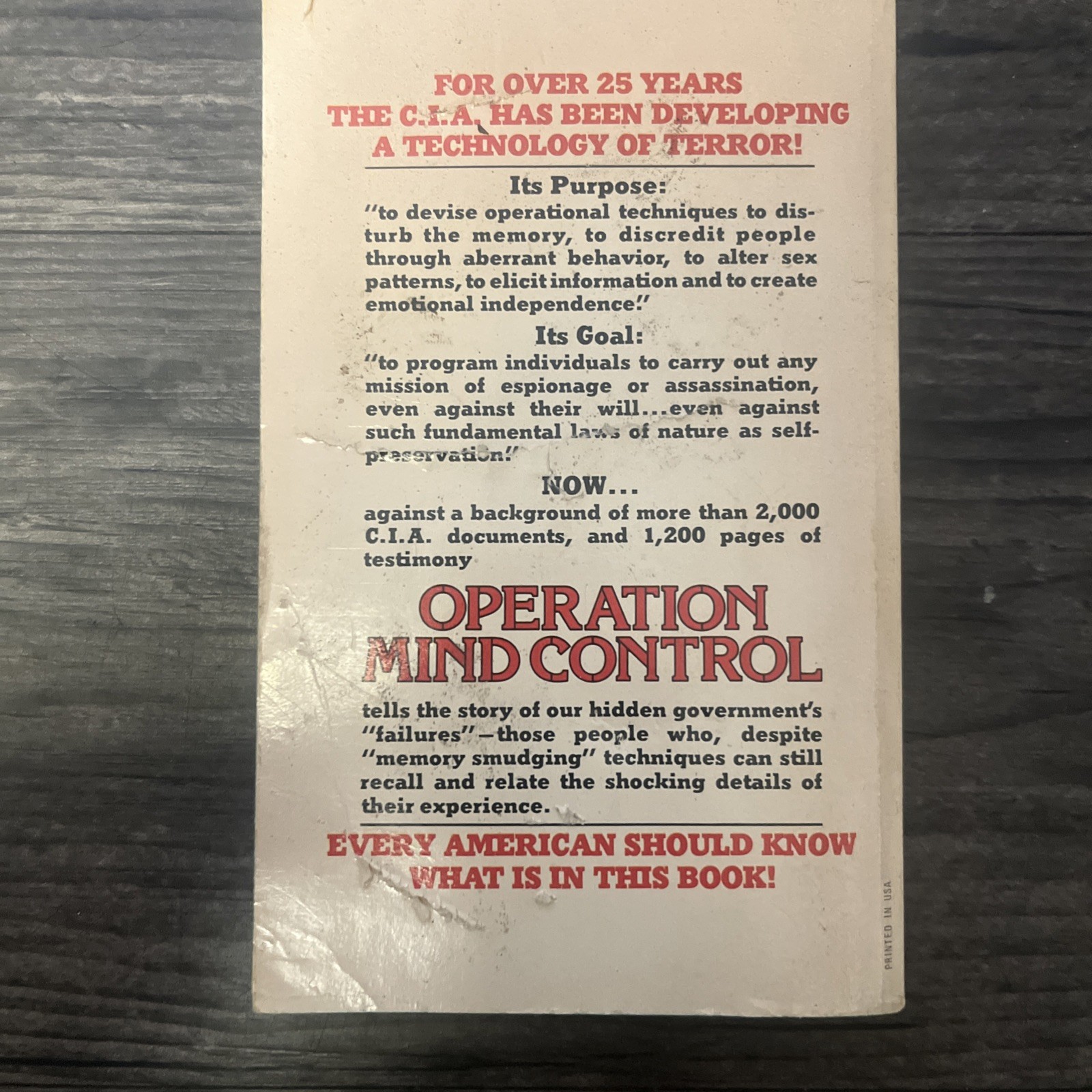 Operation Mind Control by W. H. Bowart PB First Thus Very Good 1978