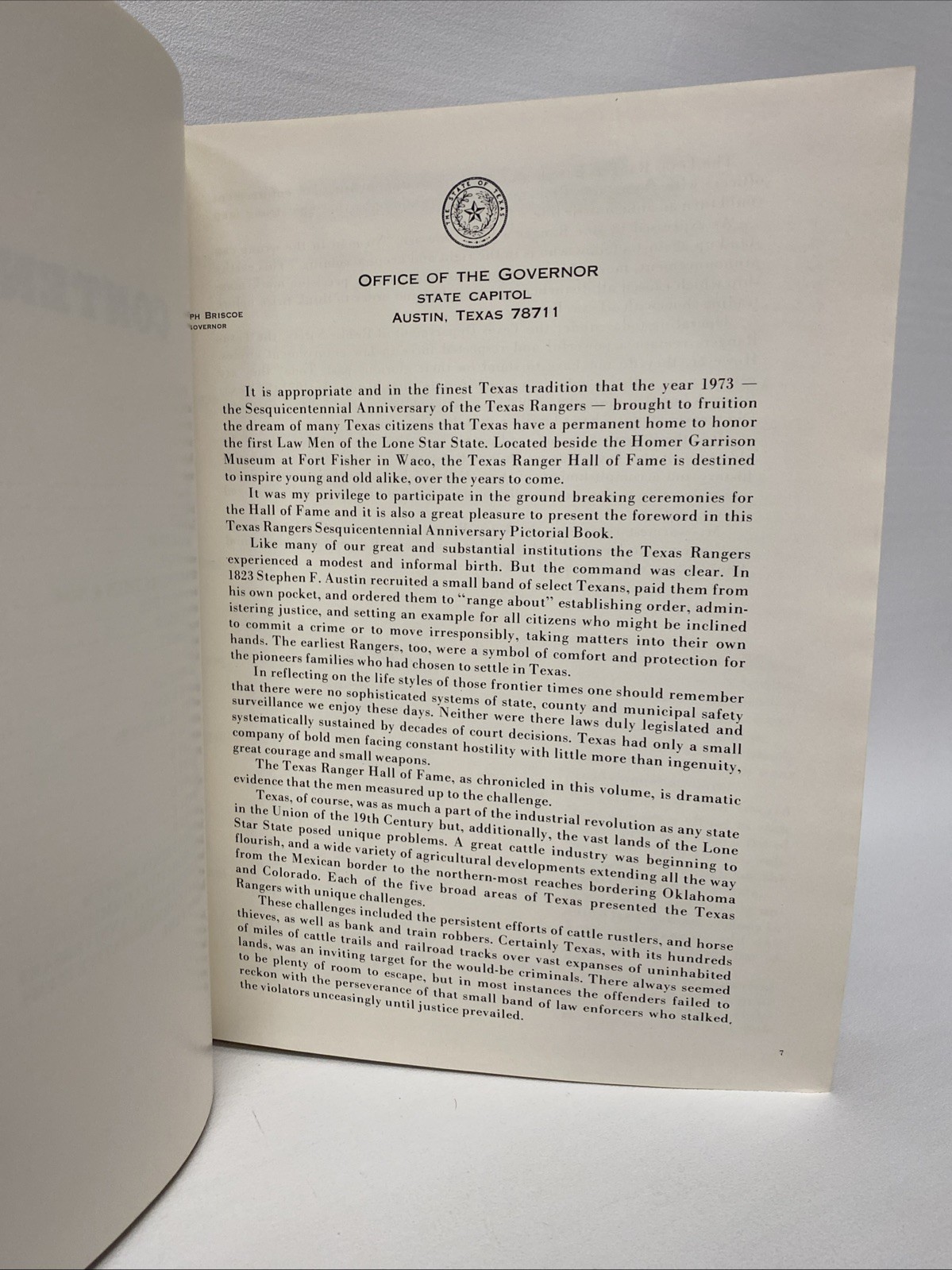 TEXAS RANGERS SESQUICENTENNIAL ANNIVERSARY 1823-1973 Autographs BK1