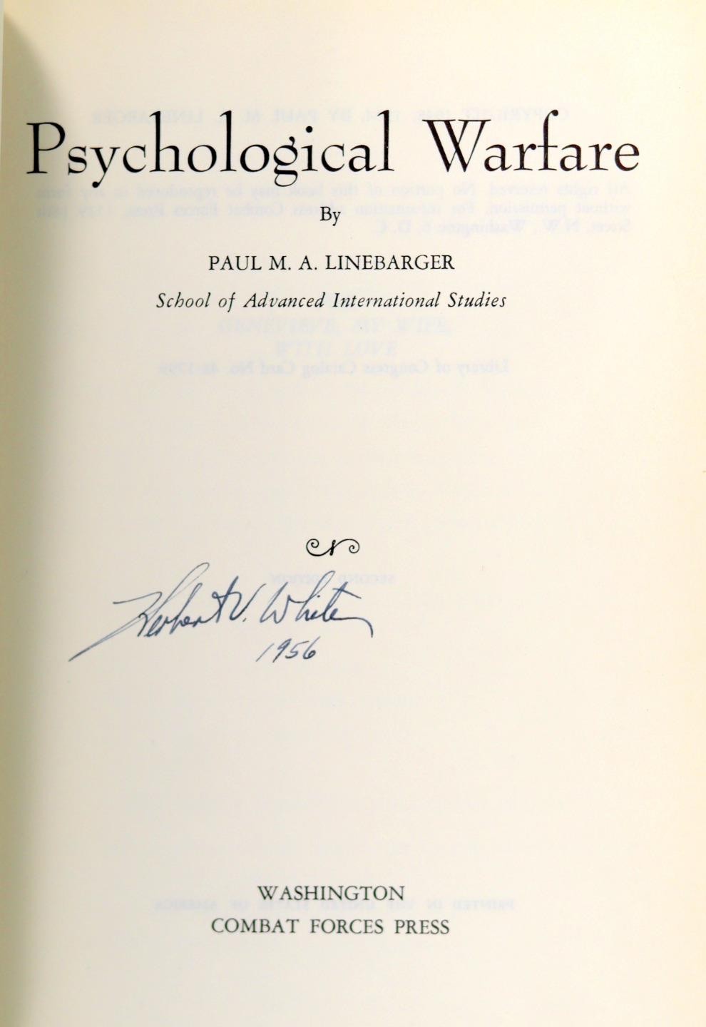 Paul M A Linebarger Cordwainer Smith 1954 Psychological Warfare 2nd Ed HC w/DJ