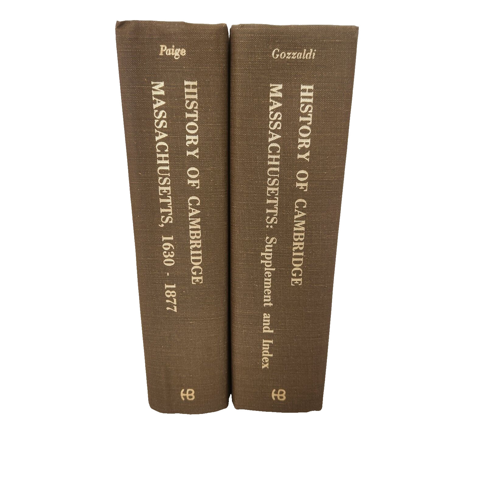 History of Cambridge Massachusetts 1630-1877 Paige Supplement Index 2 Books 1986