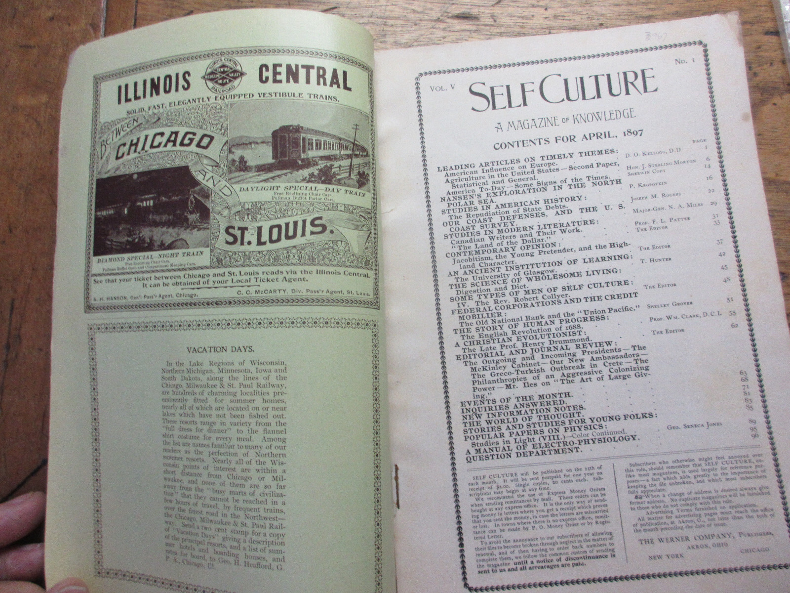 SCARCE Self-Culture A Magazine of Knowledge April 1897 Black Interest R.R. Ads