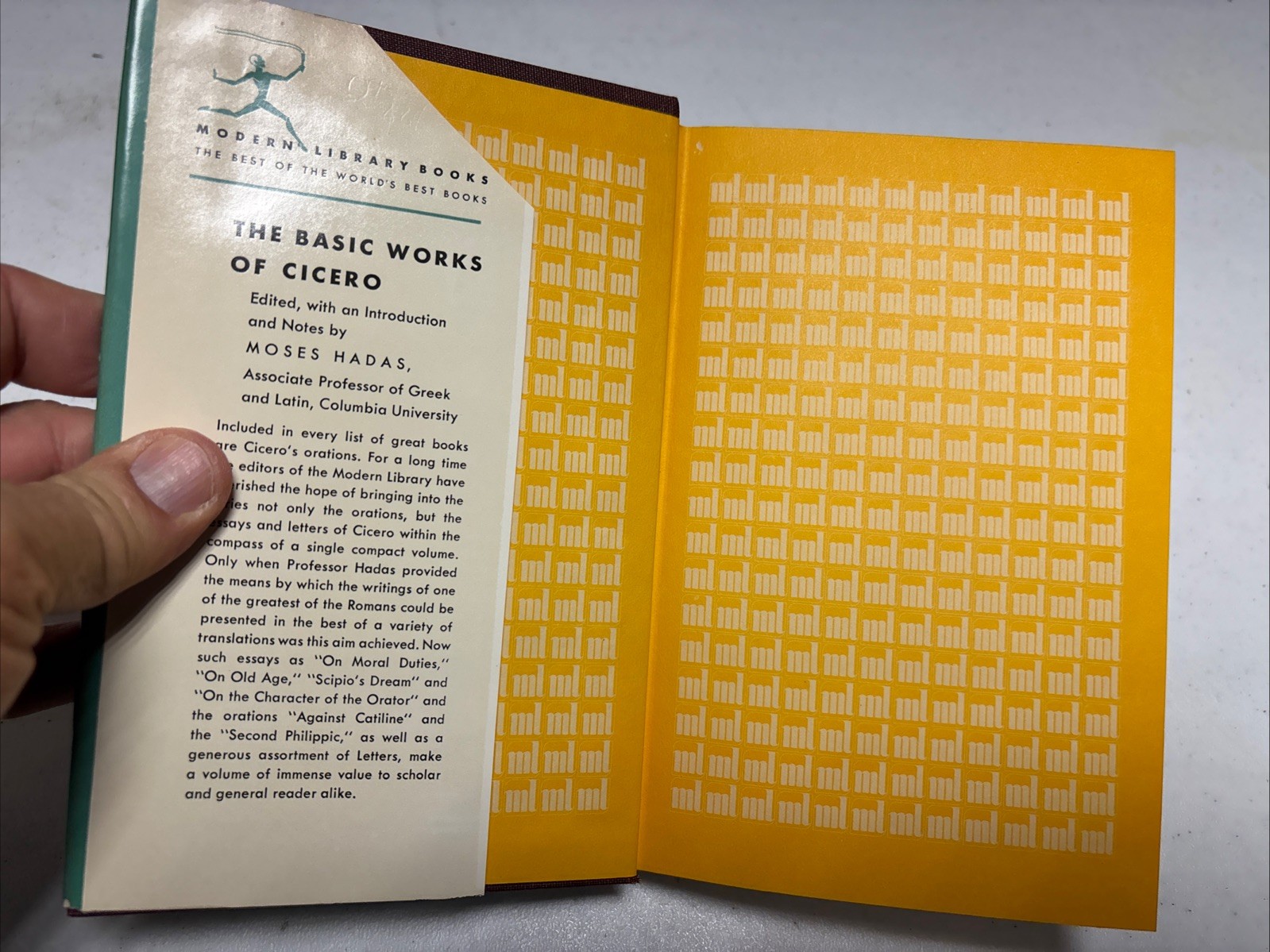 Modern Library Vintage # 272 Basic Works Cicero 1st ML 1951 HC DJ