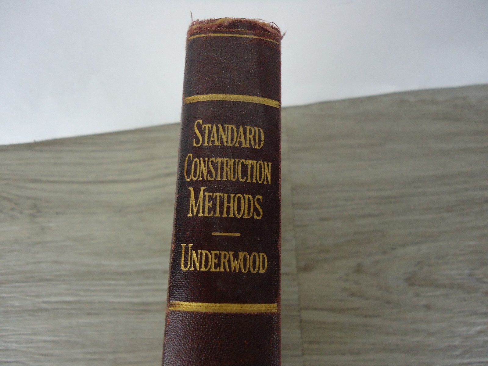Standard Construction Methods Underwood Book Maroon Leather Cover Office Decor