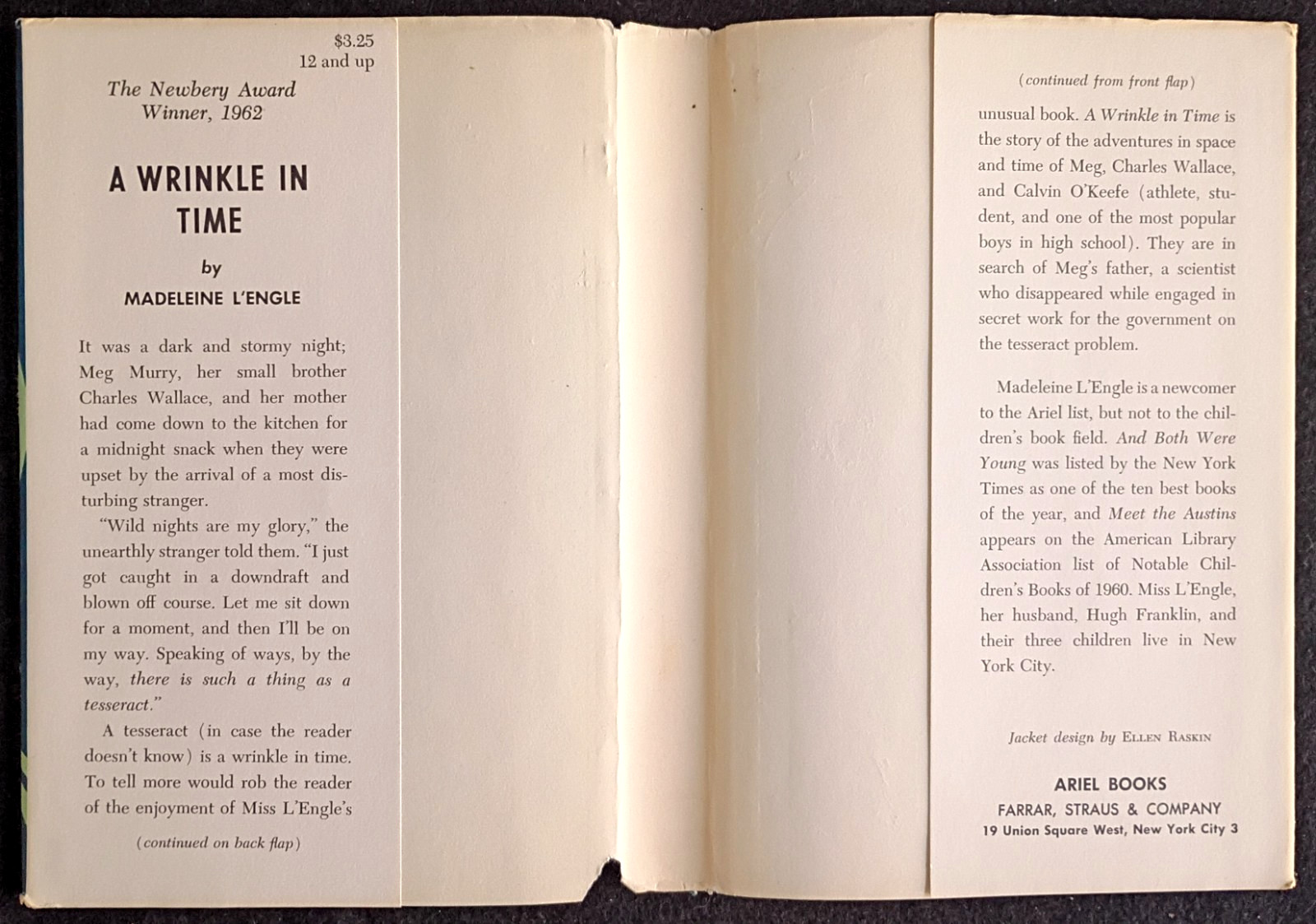 1962 A WRINKLE IN TIME BY MADELEINE L’ENGLE * 1st EDITION/1st PRINTING HC * EX
