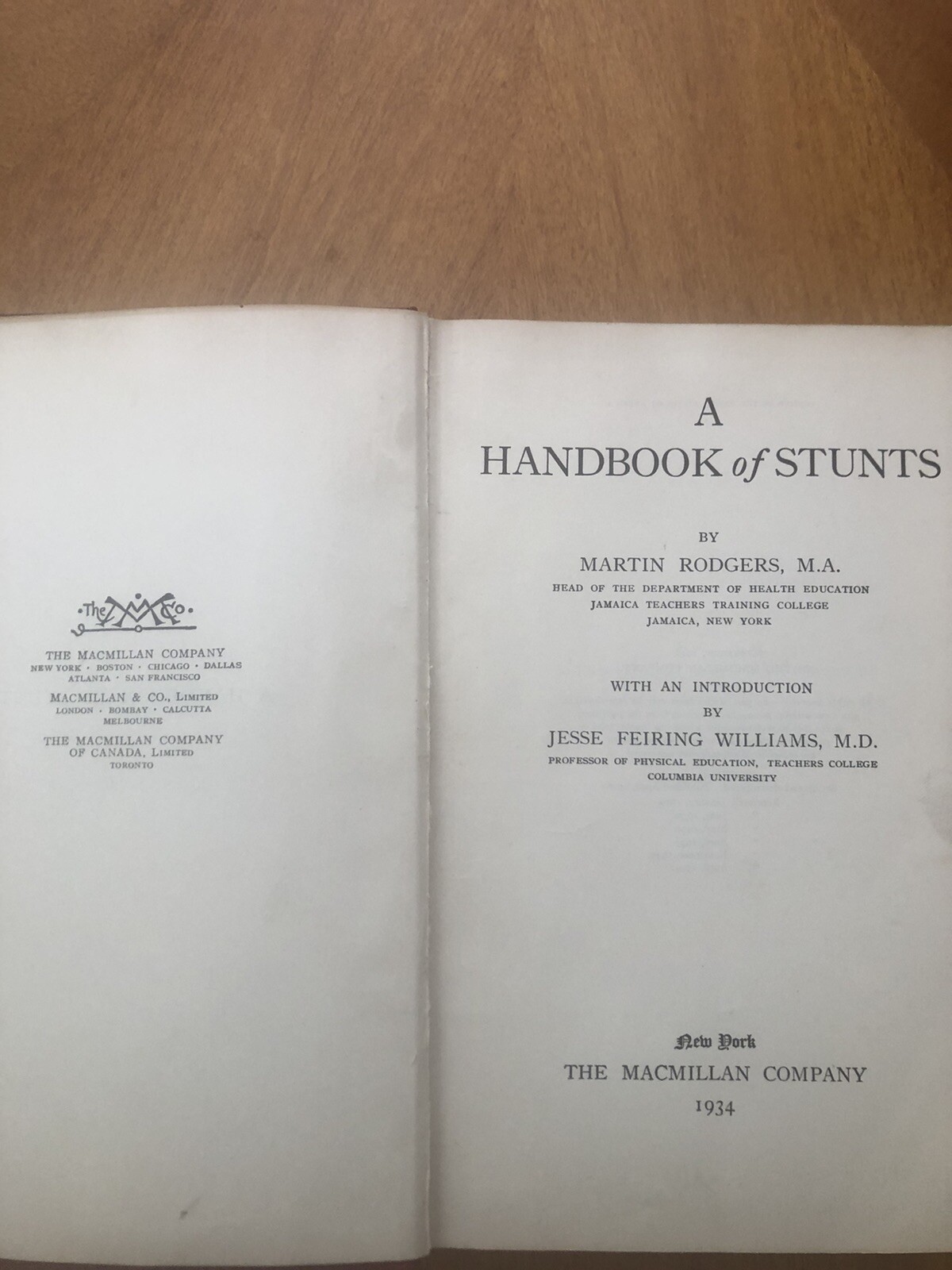 A Handbook Of Stunts 1934 By Martin Rodgers M.A., Intro By Jesse Williams M.D.