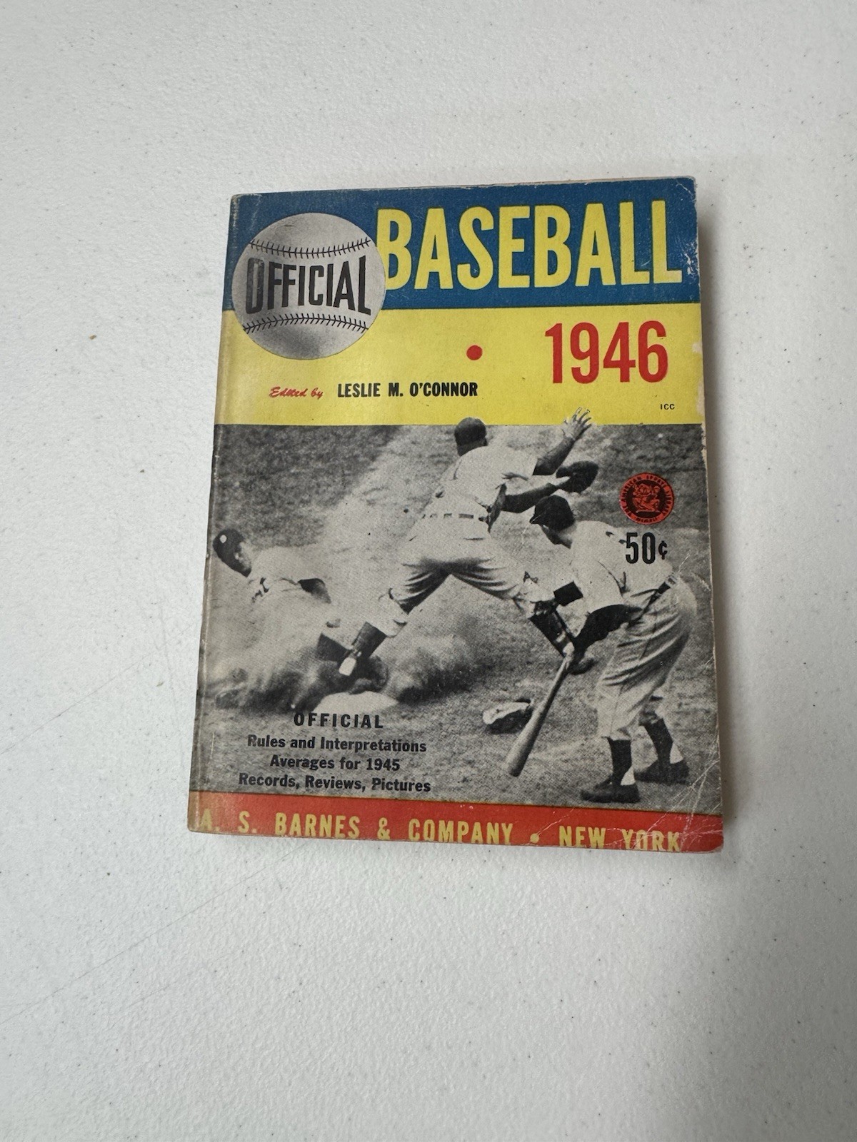 1946 A.S. Barnes Official Baseball Rules Records Review Guide Book