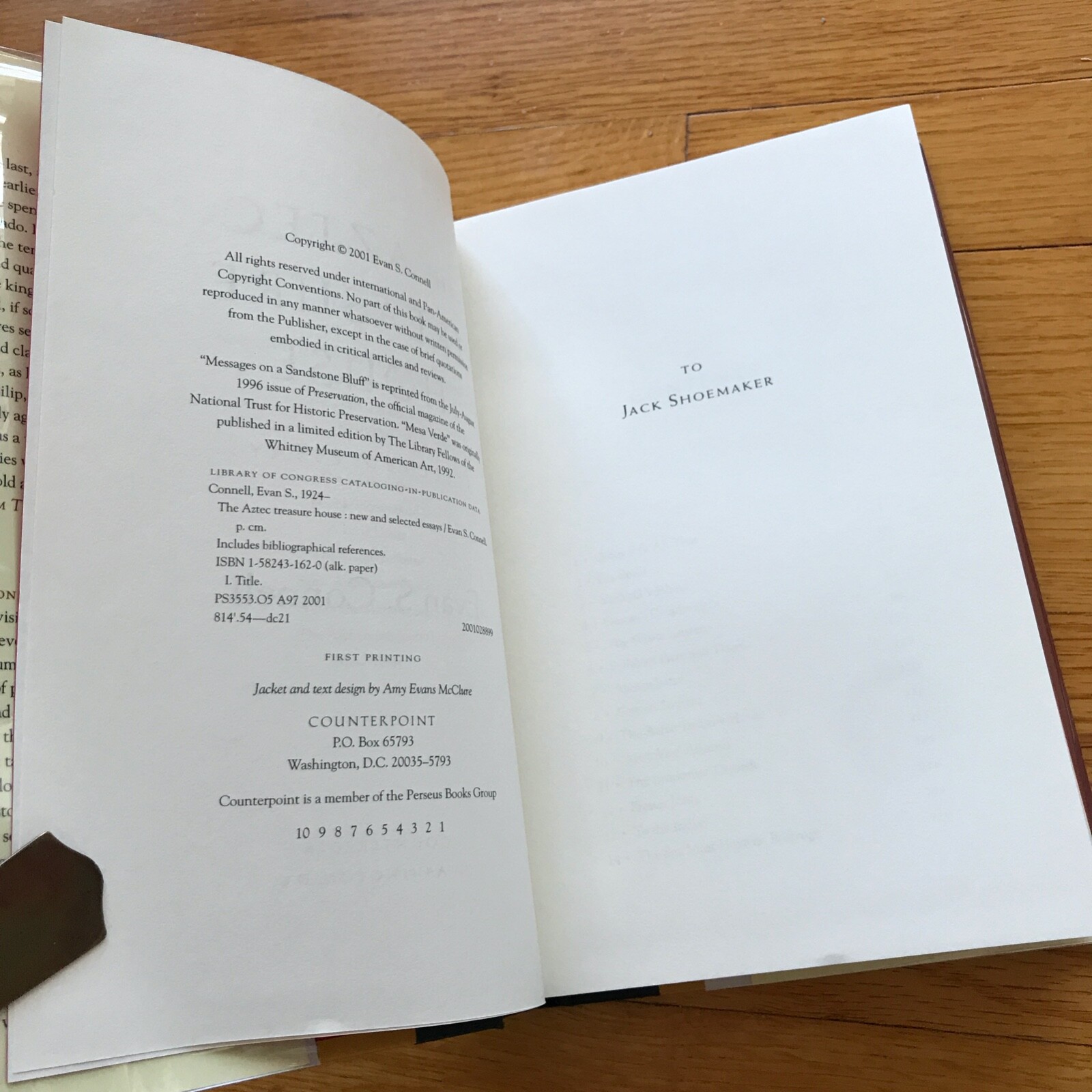 EVAN CONNELL—Aztec Treasure House—Essays—1st HC—“A MASTER“—Wall St Journal—VG+