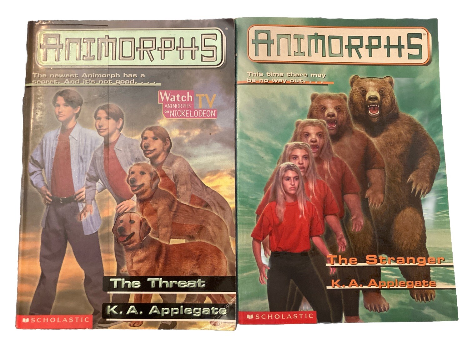 Vintage Animorphs The Stranger & The Threat Books by KA Applegate Set of 2