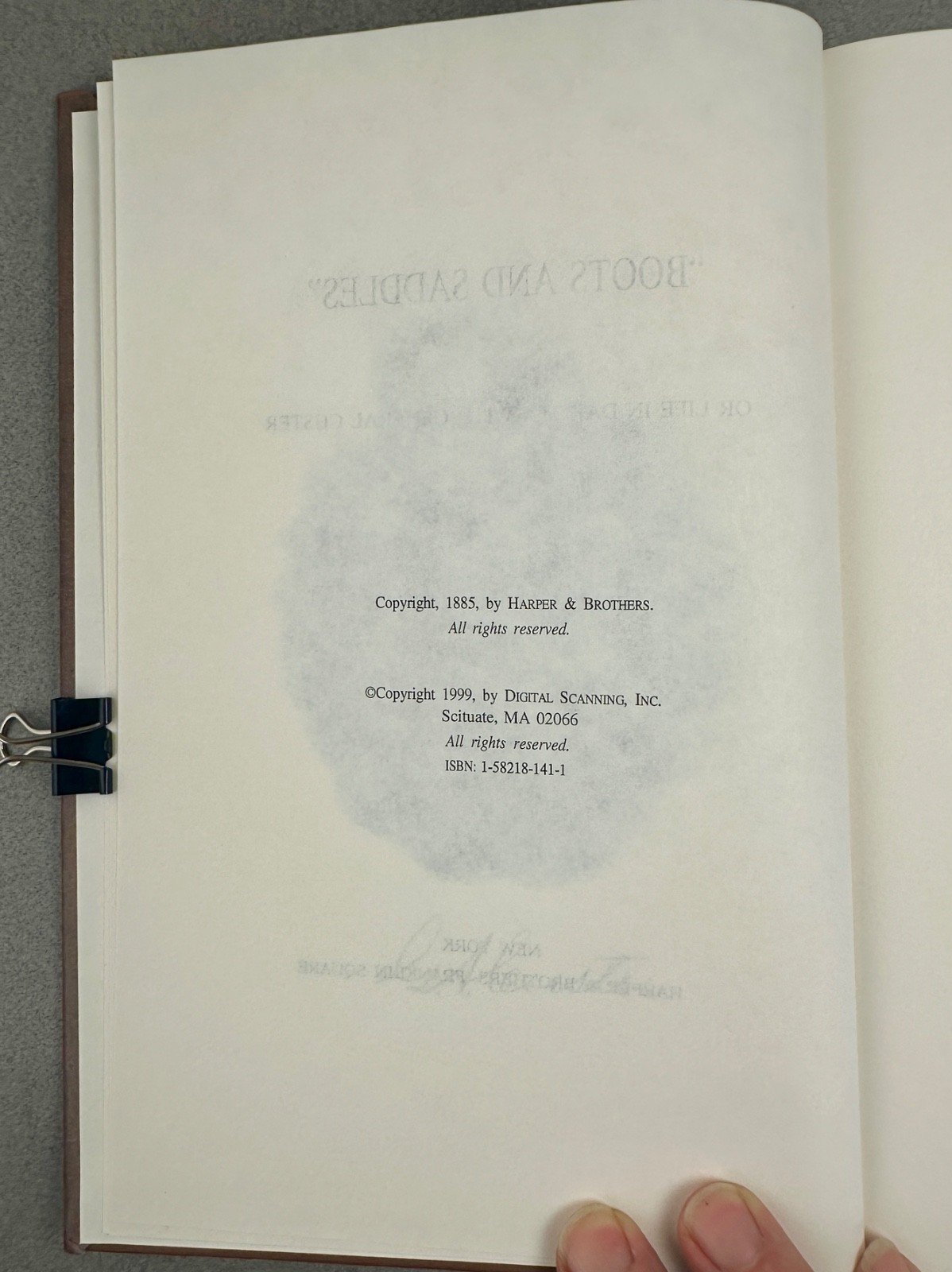 Boots and Saddles: Or Life in Dakota With General Custer, by Elizabeth B. Custer