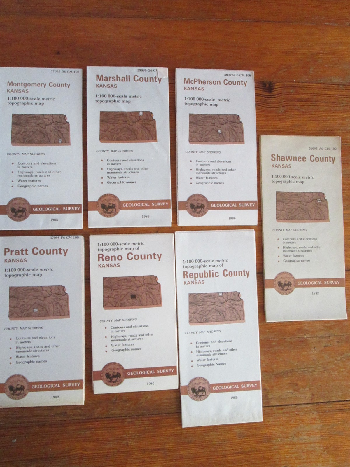 KANSAS Topographic Maps Lot USGS Geological Survey Cartography Metric Geology KS