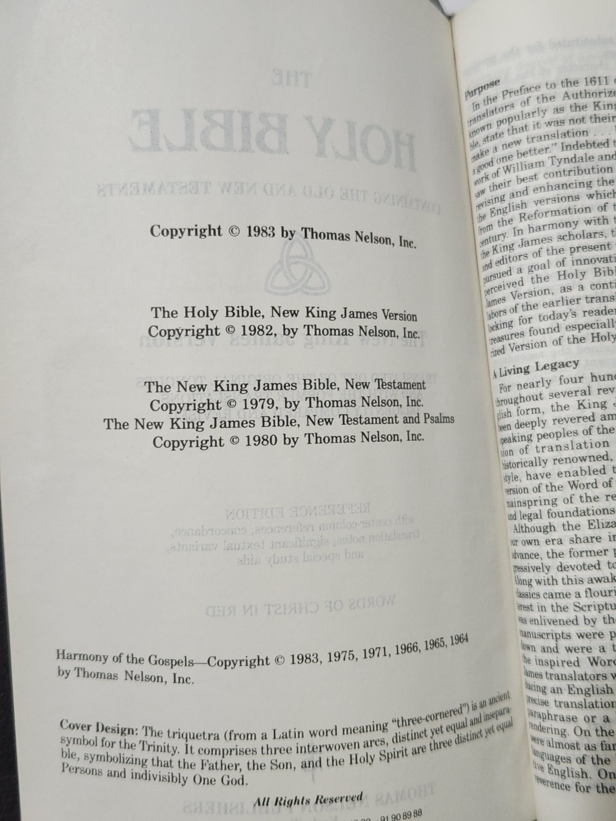 Holy Bible New King James Version Reference, Red Letter, Nelson 748SGY 1983 Snap