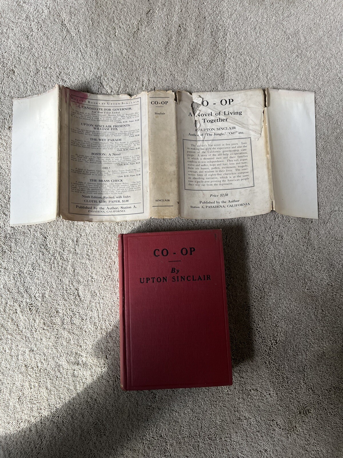 Co-op, Upton Sinclair. Self Published 1936. First Edition.