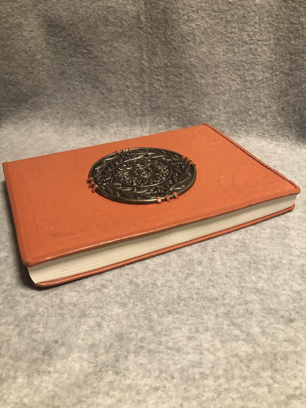 Embossed Medallion Journal Notebook Blank Lined Pages Orange Hardcover