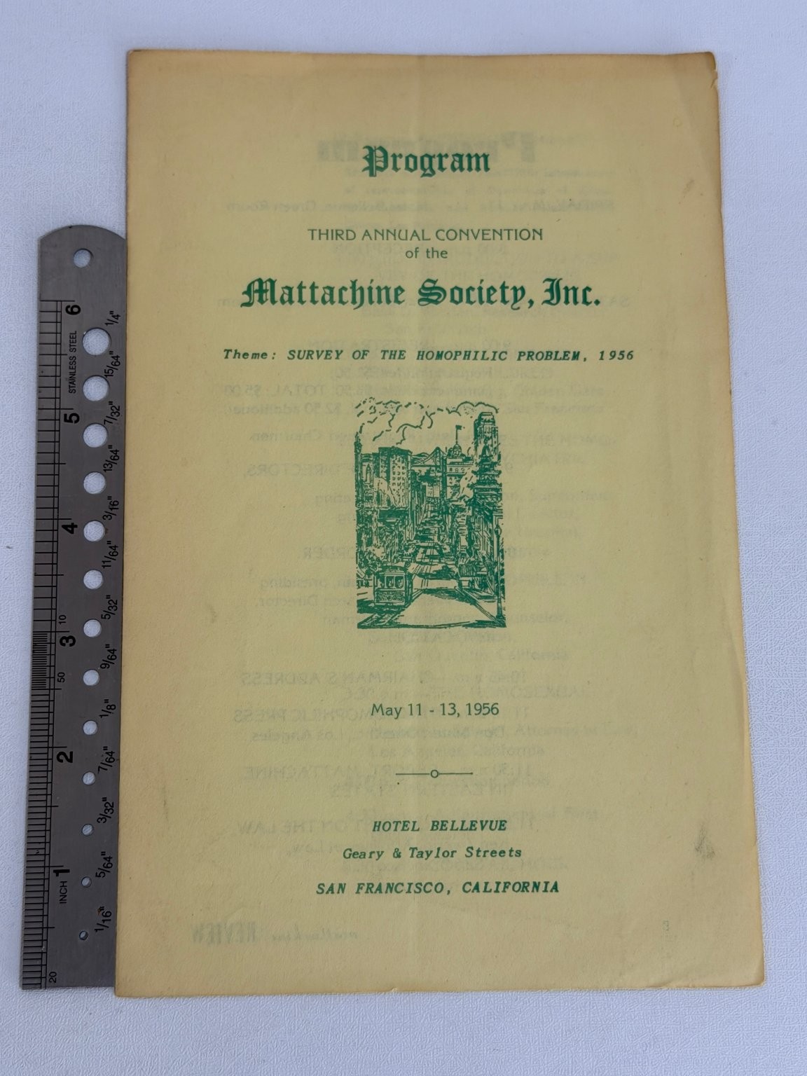 Program Third Annual Convention Mattachine Society 1956 LGBTQ+ History